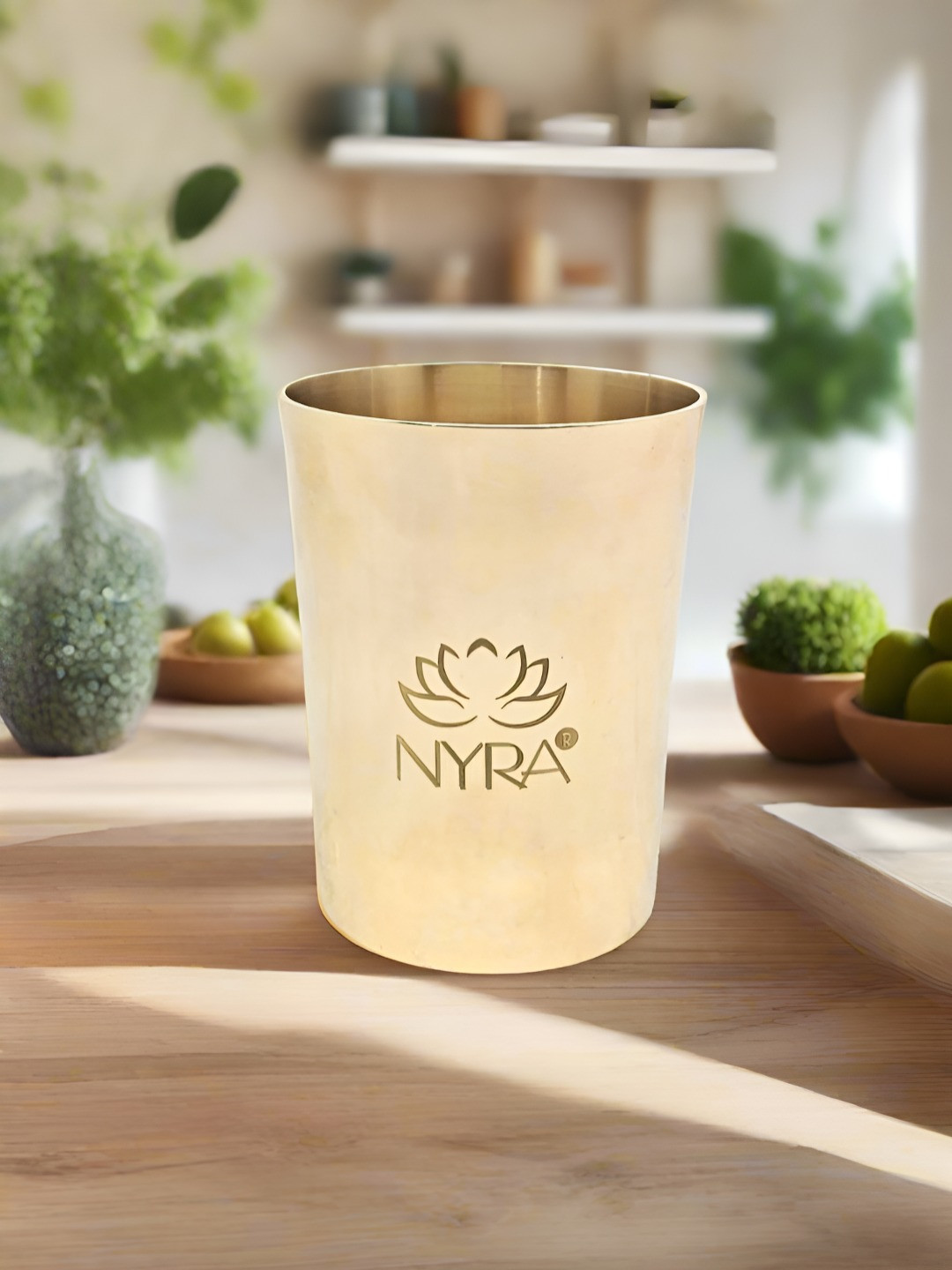 Nyra Kitchenware Pure Bronze Water Glass - Ayurvedic for Health Benefits Peetal Glass