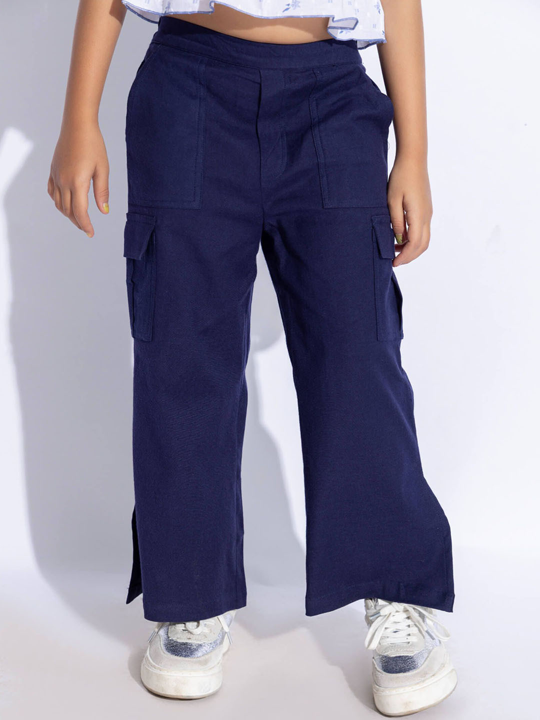 taffykids Girl Relaxed Mid-Rise Loose Fit Slits Cargos