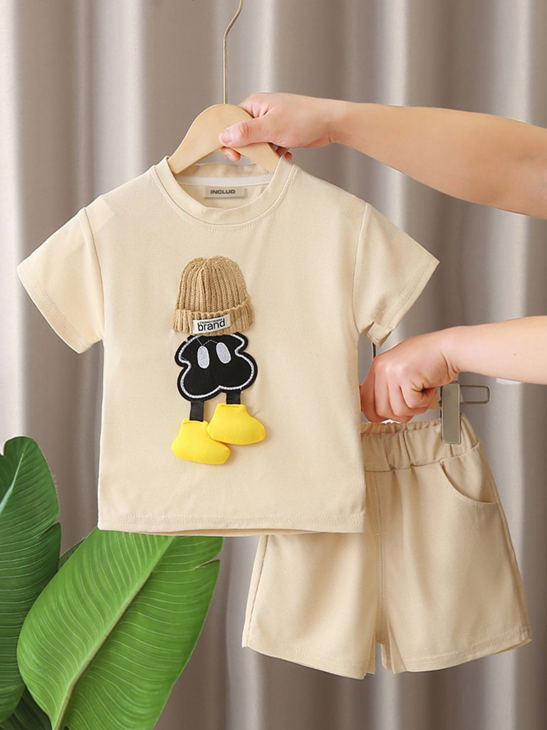 INCLUD Boys Cartoon Patched T-shirt with Shorts