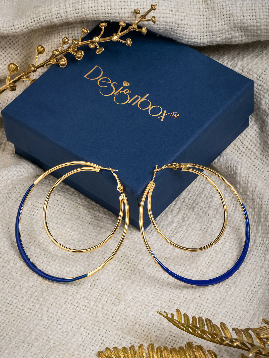Designbox Enchantment Circular Shaped Enamelled Hoop Earrings