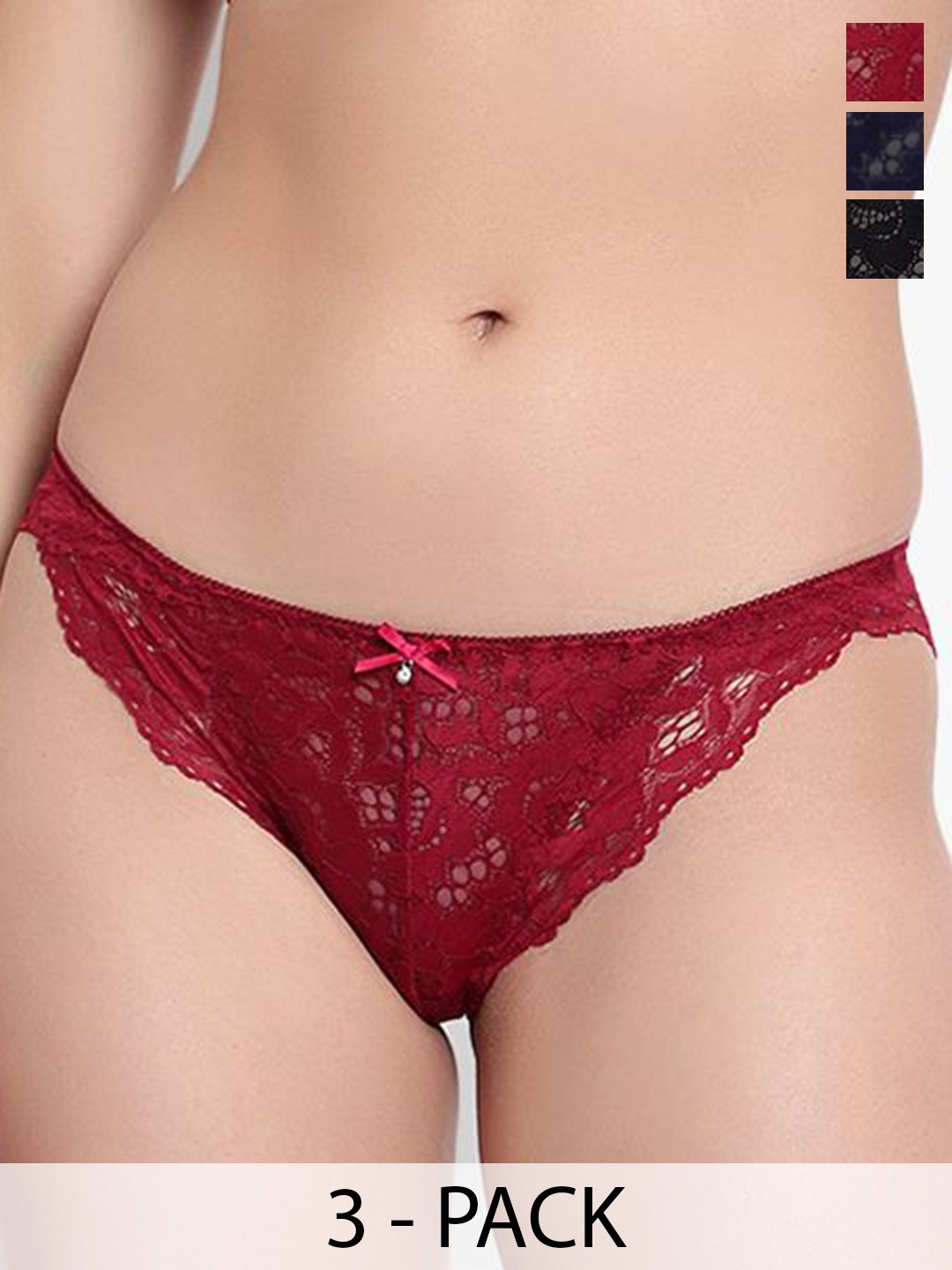 BRACHY Pack Of 3 Self Design Hipster Briefs 8855BRIEF1-XS-Blue,Black,Maroon