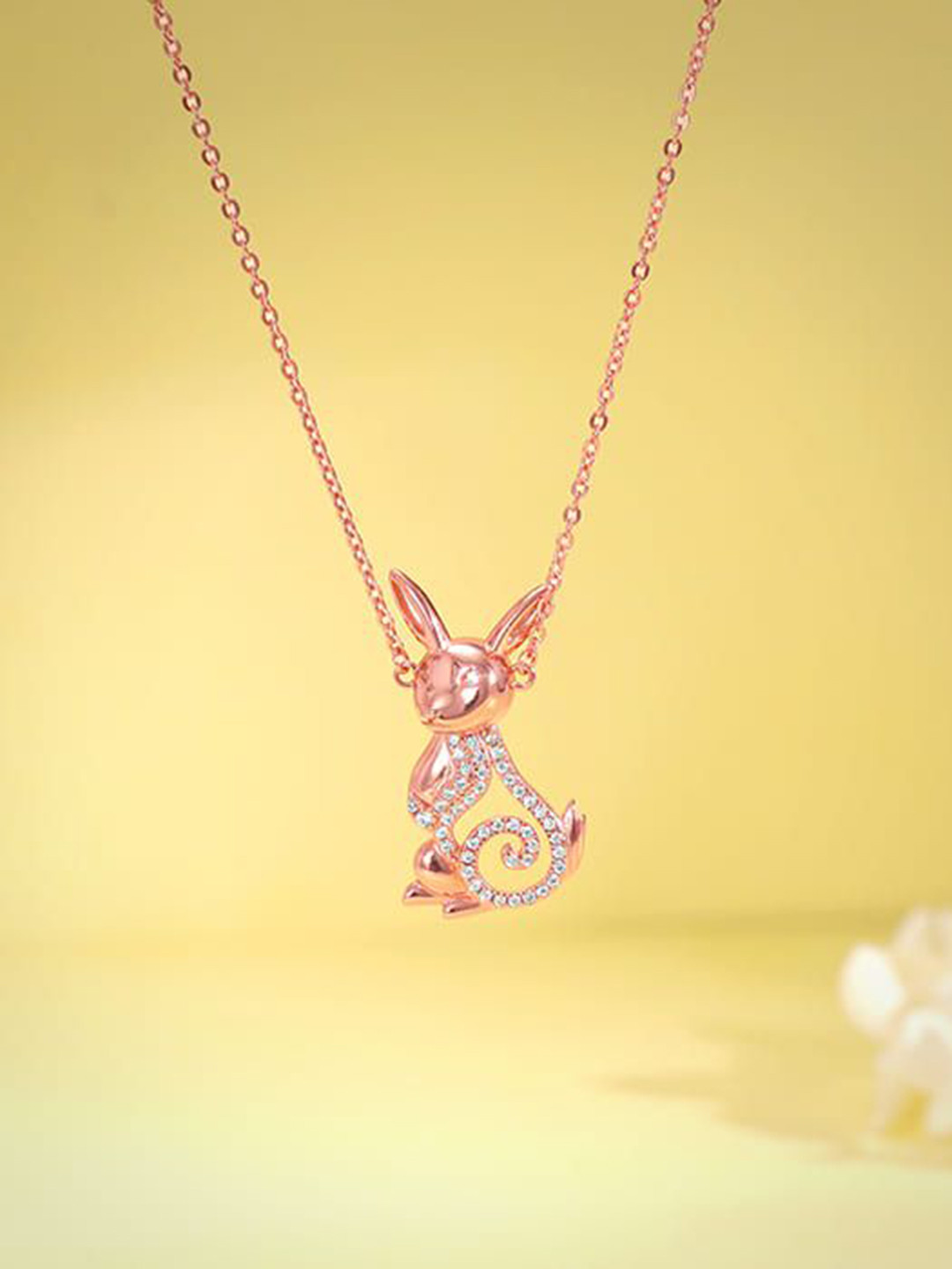 GIVA Rose Gold-Plated Animal Shaped Pendants with Chains