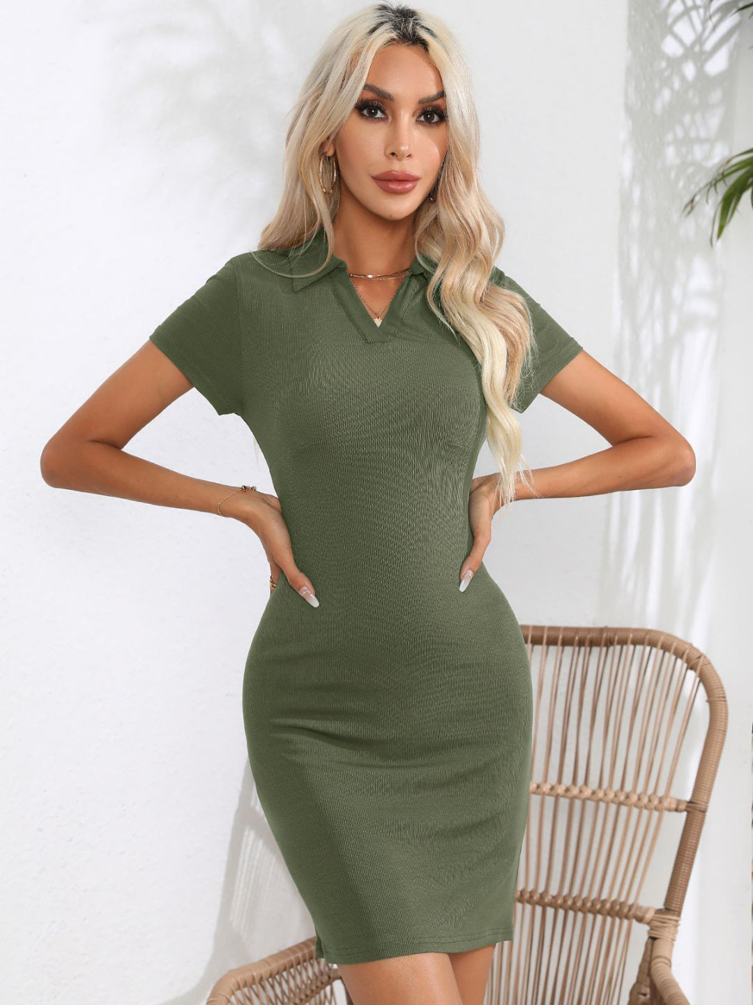 Oh Rare Polo Collar Bodycon Dress