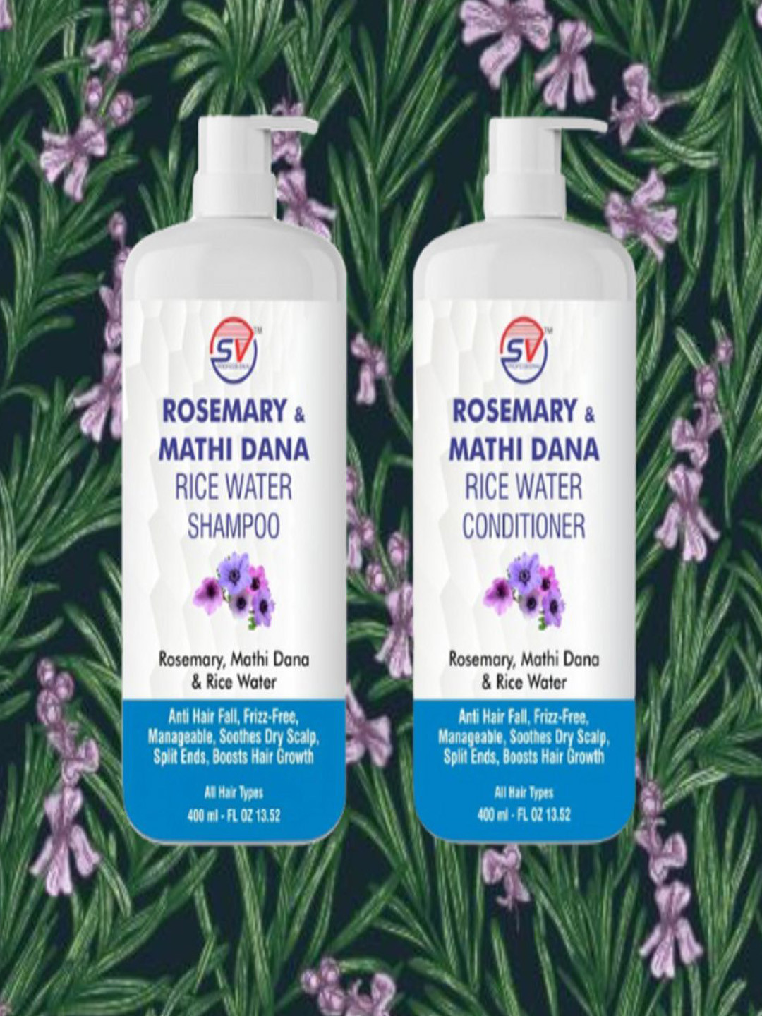 SV PROFESSIONAL Set Of 2 Rosemary & Rice Water Shampoo & Conditioner - 400 ml Each