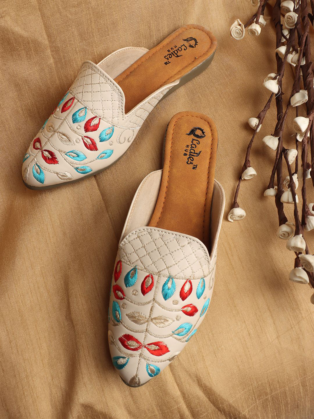 Ladies Hub Women Lightweight Embroidered Mules