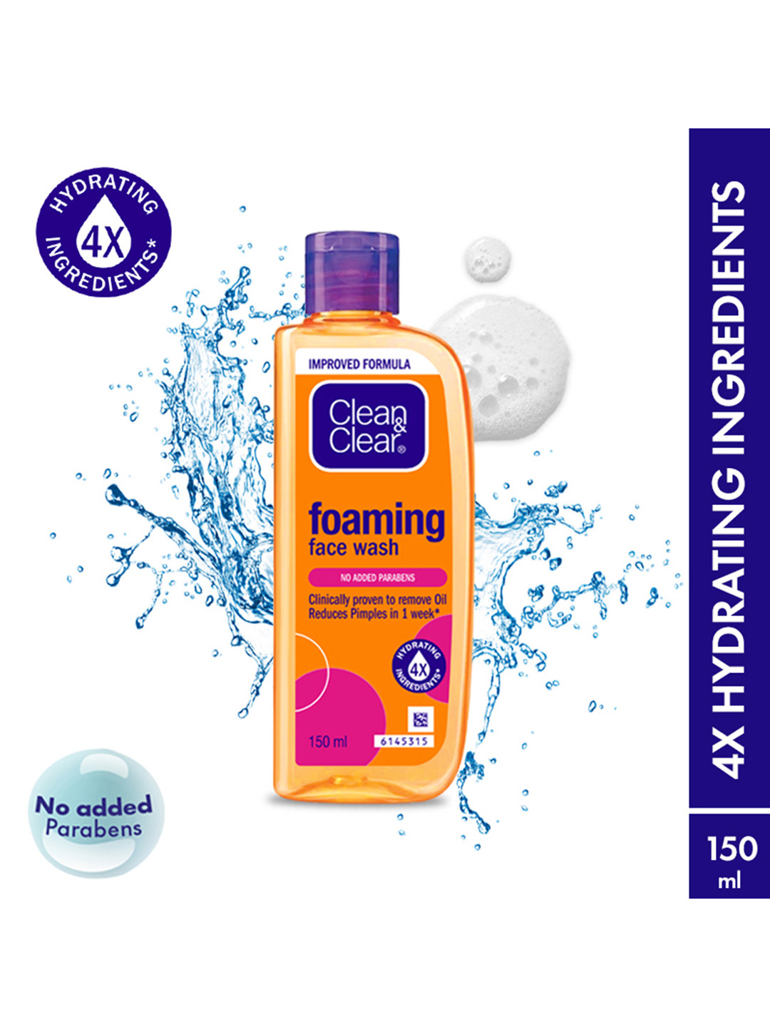 Clean&Clear Foaming Face Wash for Oily Skin, Acne Prone Skin 150 ml