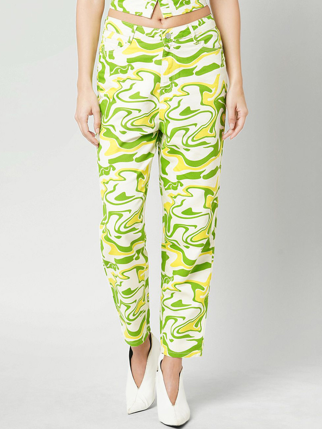 Kraus Jeans Women Printed Mid-Rise Mom Fit Coloured Jeans