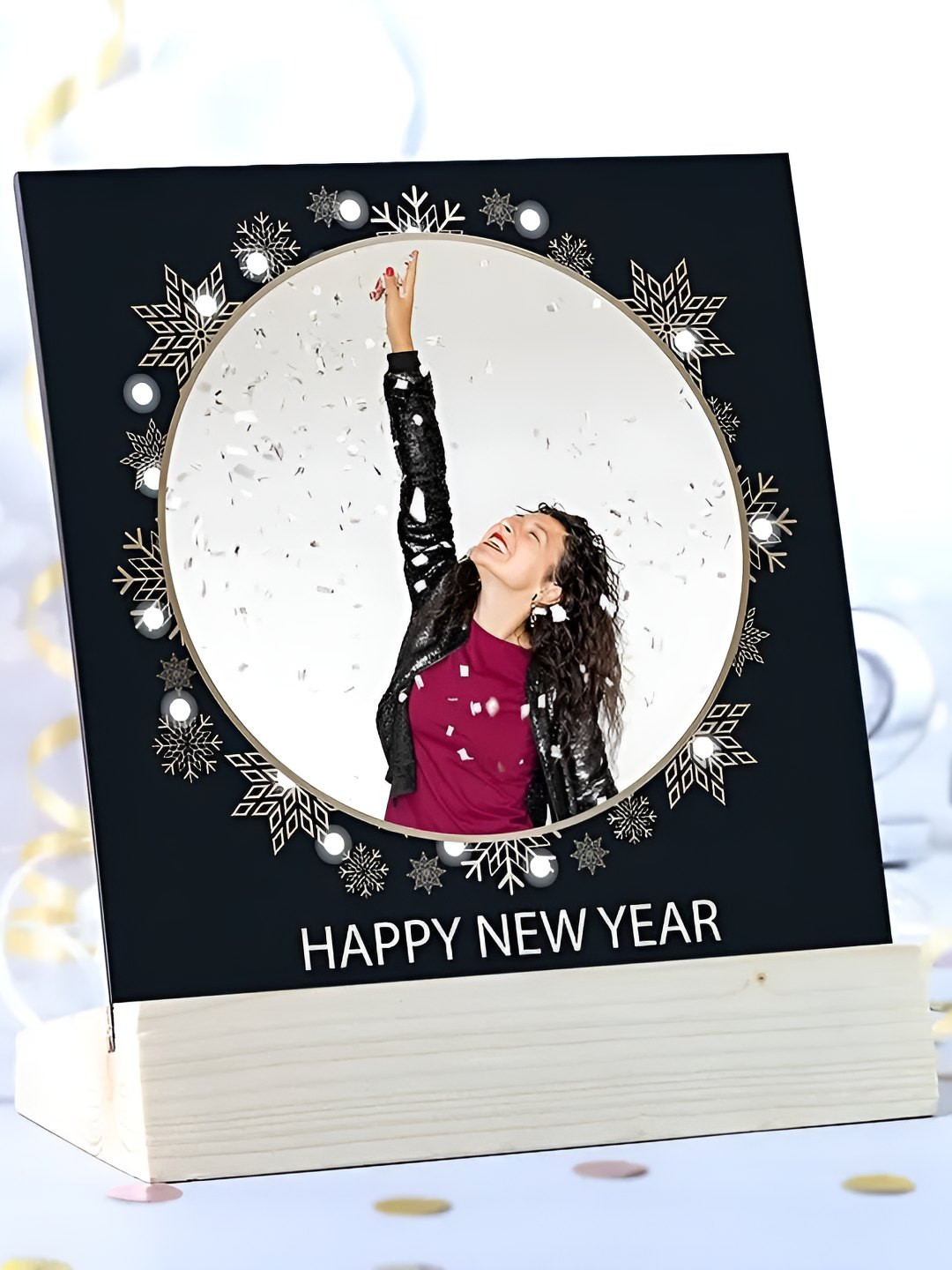 fnp Green & Black Wooden Photo Frame With Live Plant