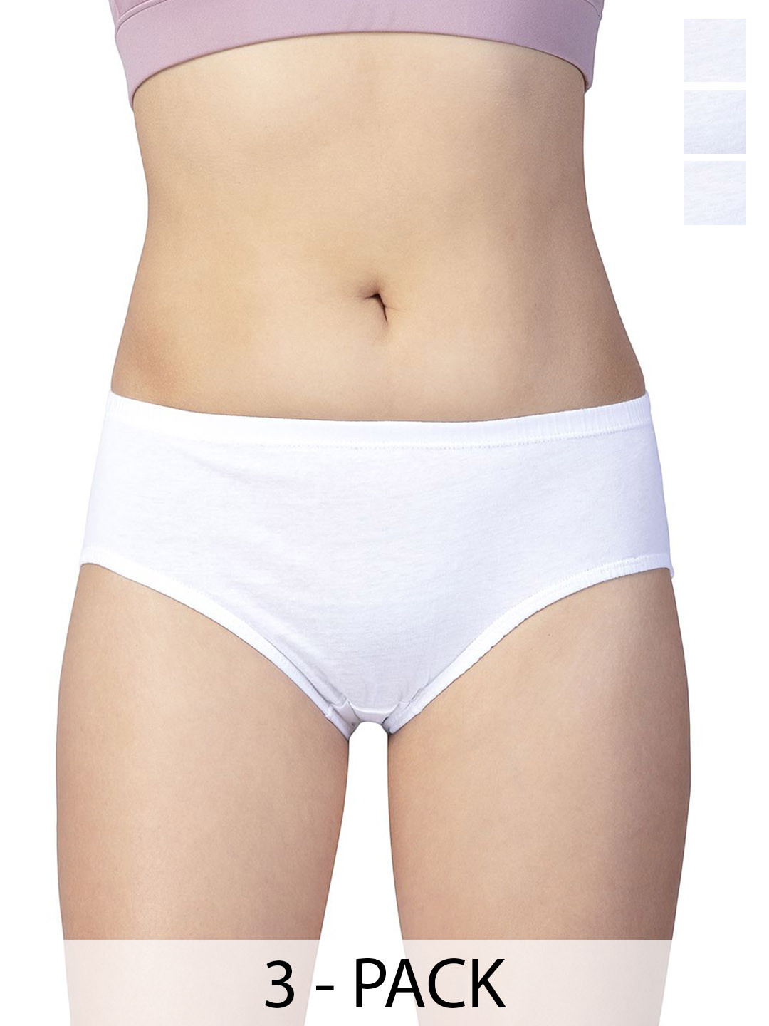 CHIC Women Pack Of 3 Pure Cotton Basic Briefs Candy White Comfort-4XL