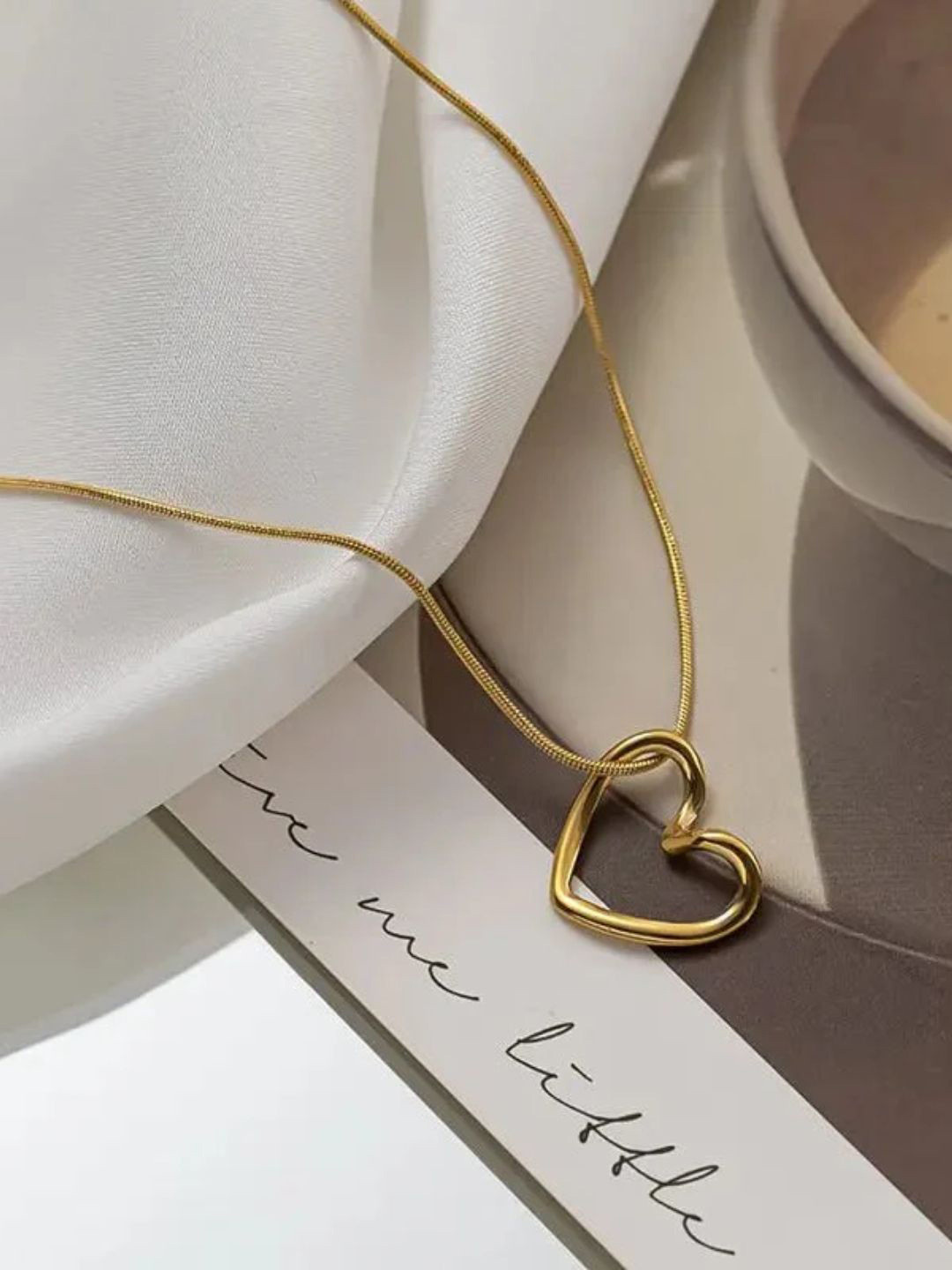 FAB COUTURE Gold-Plated Stainless Steel Heart Shaped Pendants With Chains