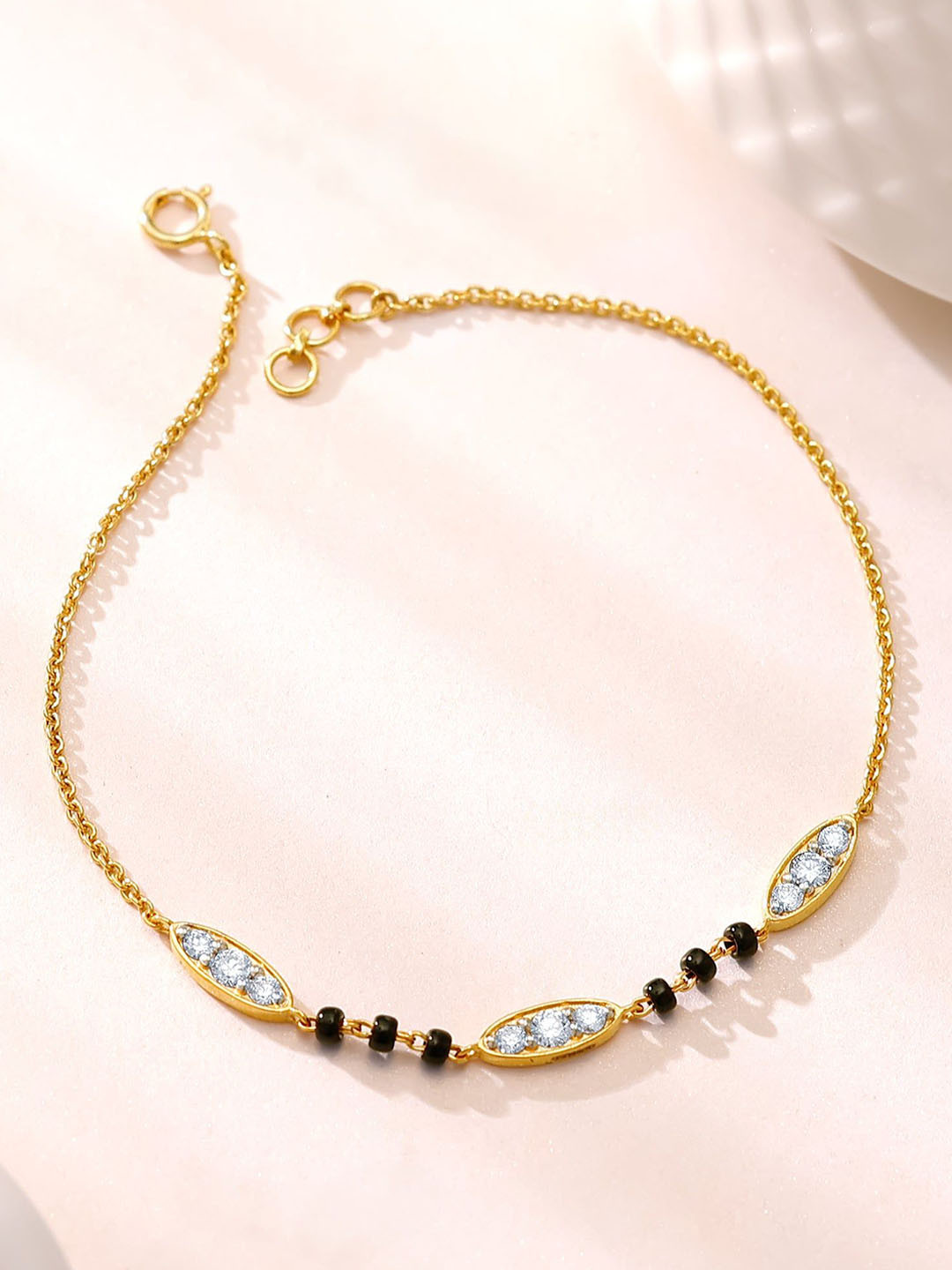 GIVA Women 18 Kt Gold Isha Diamond Mangalsutra Bracelet-2.322 gms