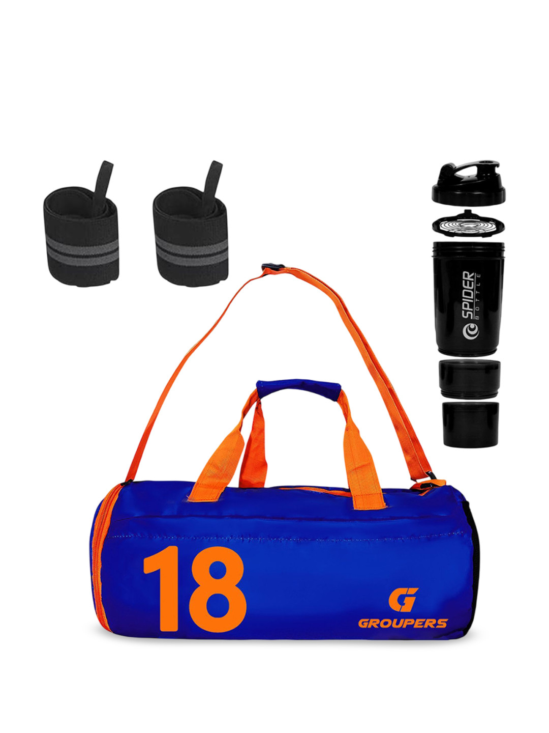 GROUPERS Blue Foldable Medium Printed Duffel Bag With Shoulder Straps