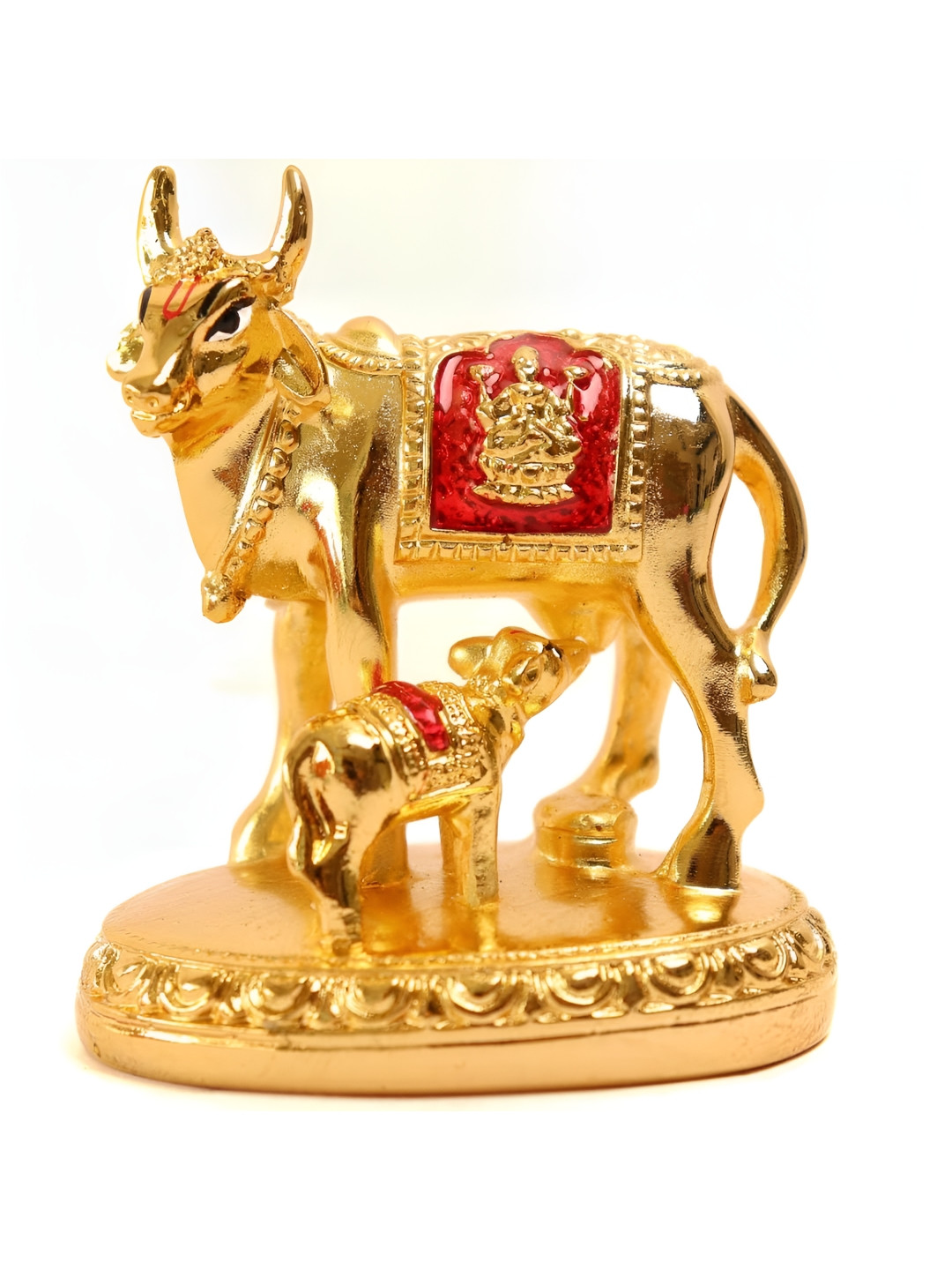 The Spiritual Living Gay Bachda Gold Polyresin Metallic Prayer Room Small Showpiece -