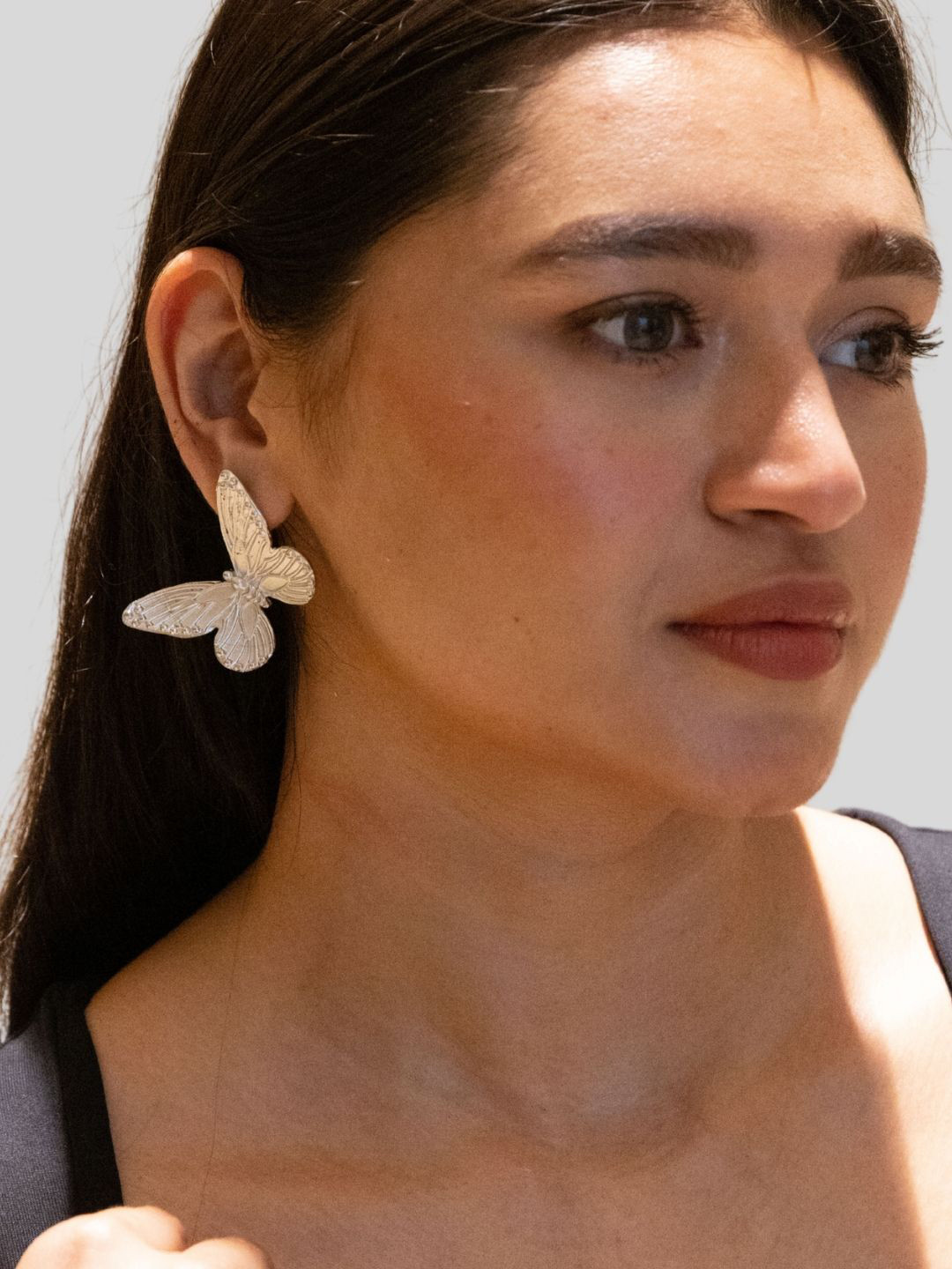 House of Pehr Silver-Plated Contemporary Butterfly Shaped Drop Earrings