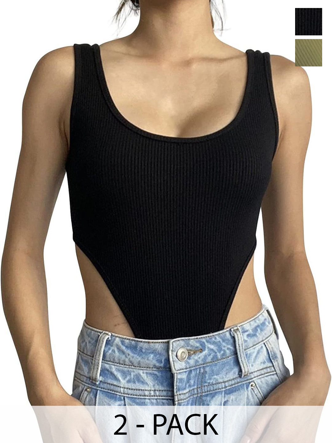 TRENDY ERA Women Pack Of 2 Round Neck Bodysuits