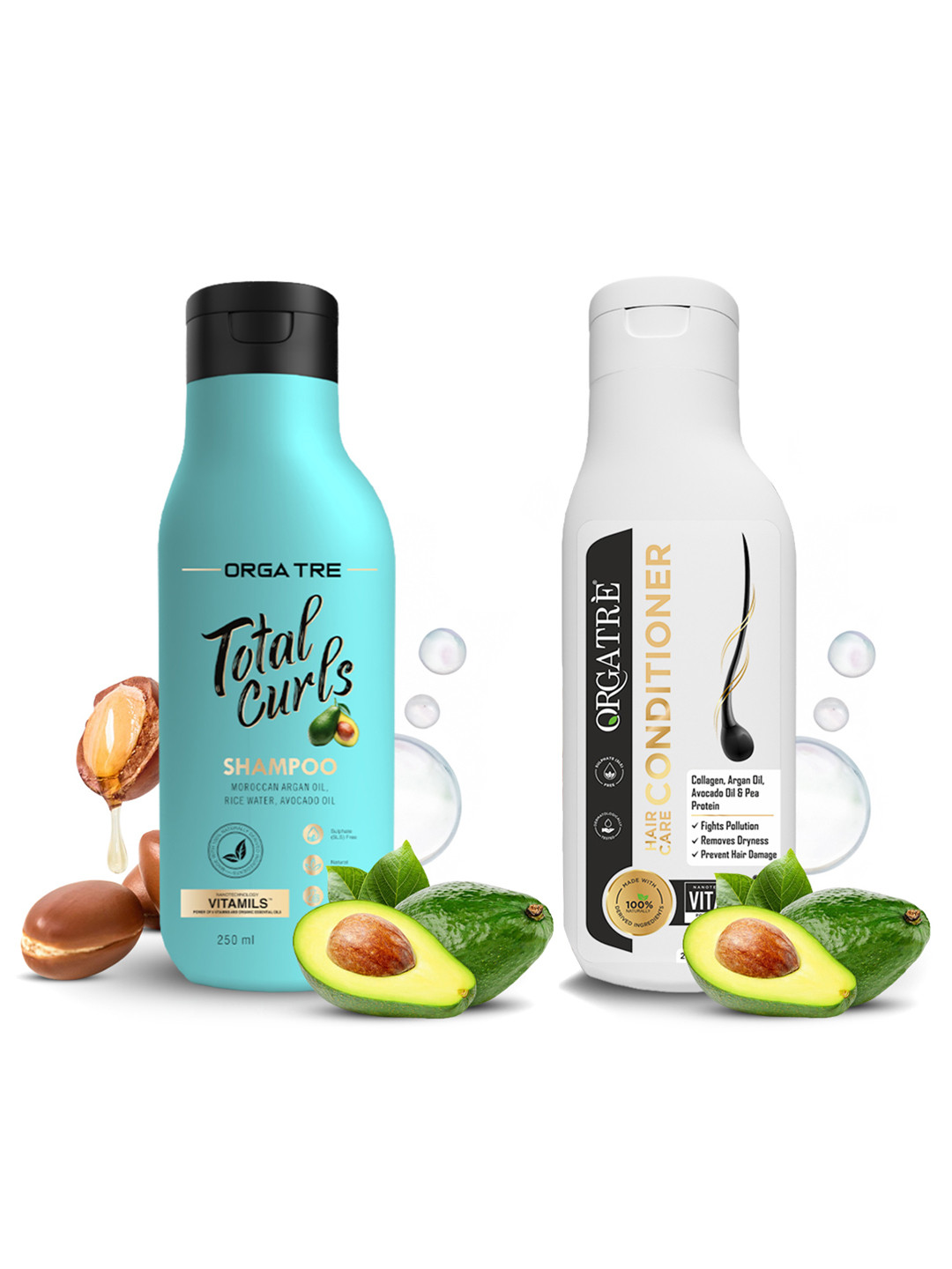 Orgatre Set Of Total Curls Shampoo & & Hair Care Conditioner - 250ml Each