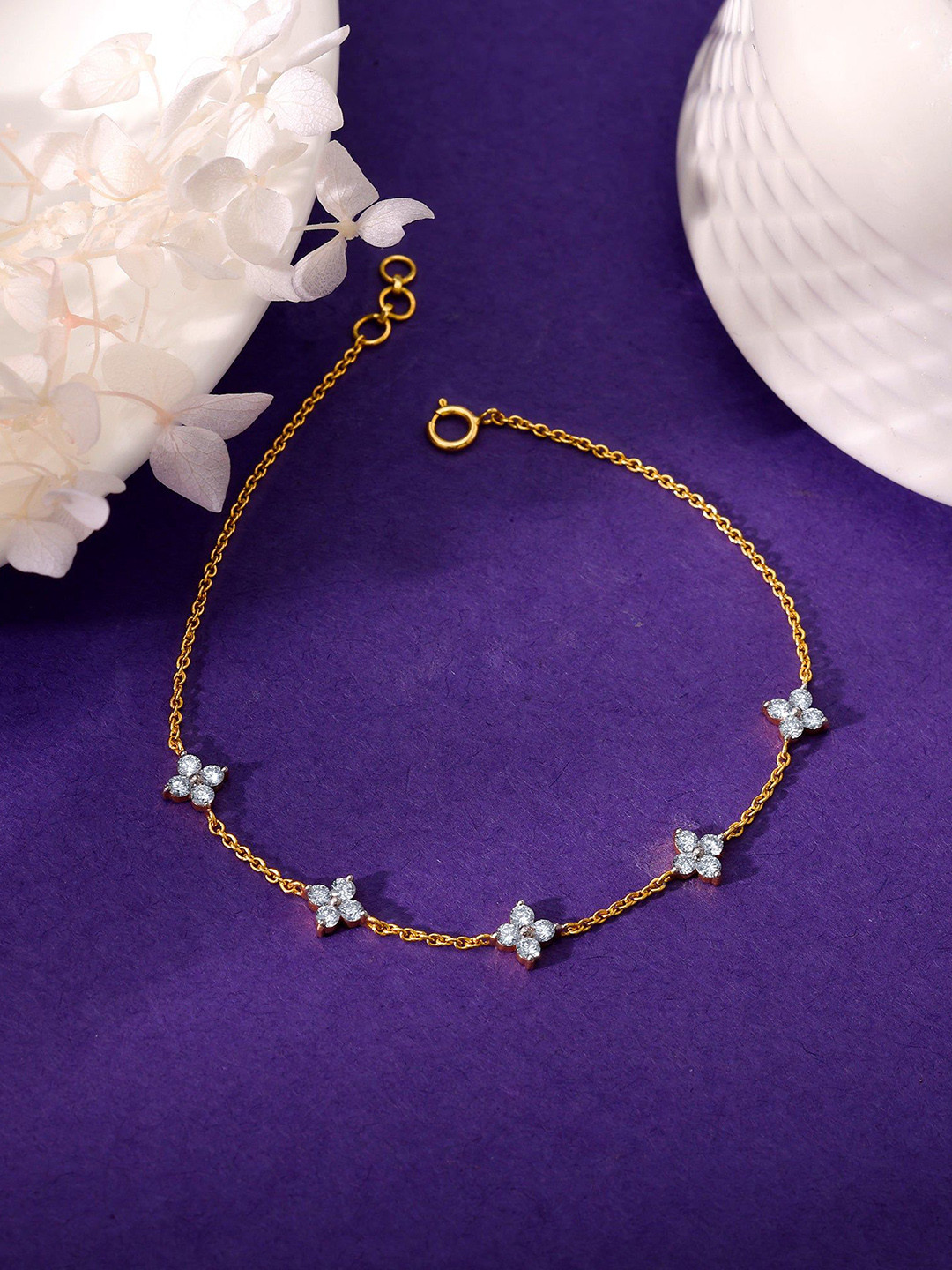 GIVA Women Gold Amorette Diamond Bracelet-2.4322 gms