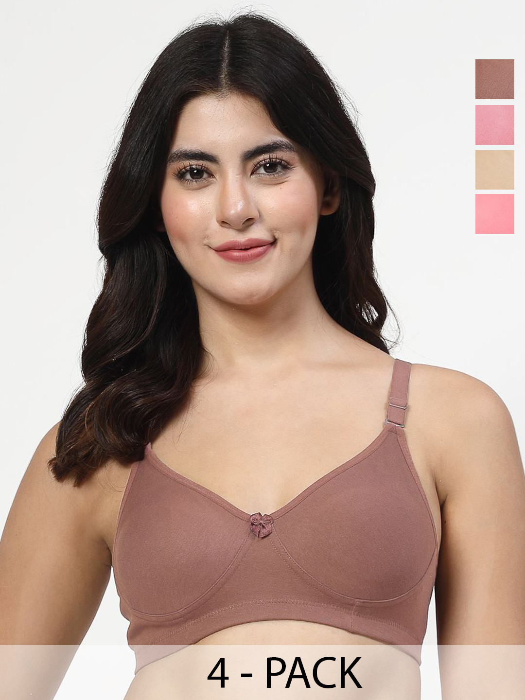 LILY Womem Pack of 4 T-shirt Full Coverage Bra