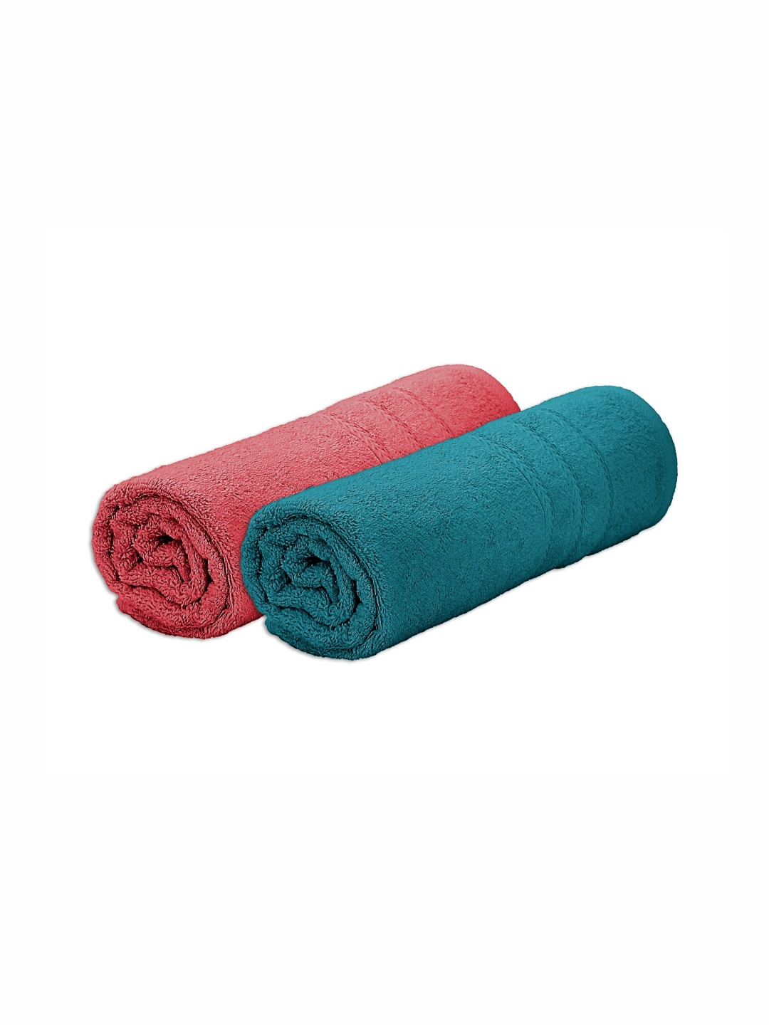 The Happy Pod 2 Piece Teal & Coral 530 GSM High Absorbent Bamboo Cotton Bath Towels