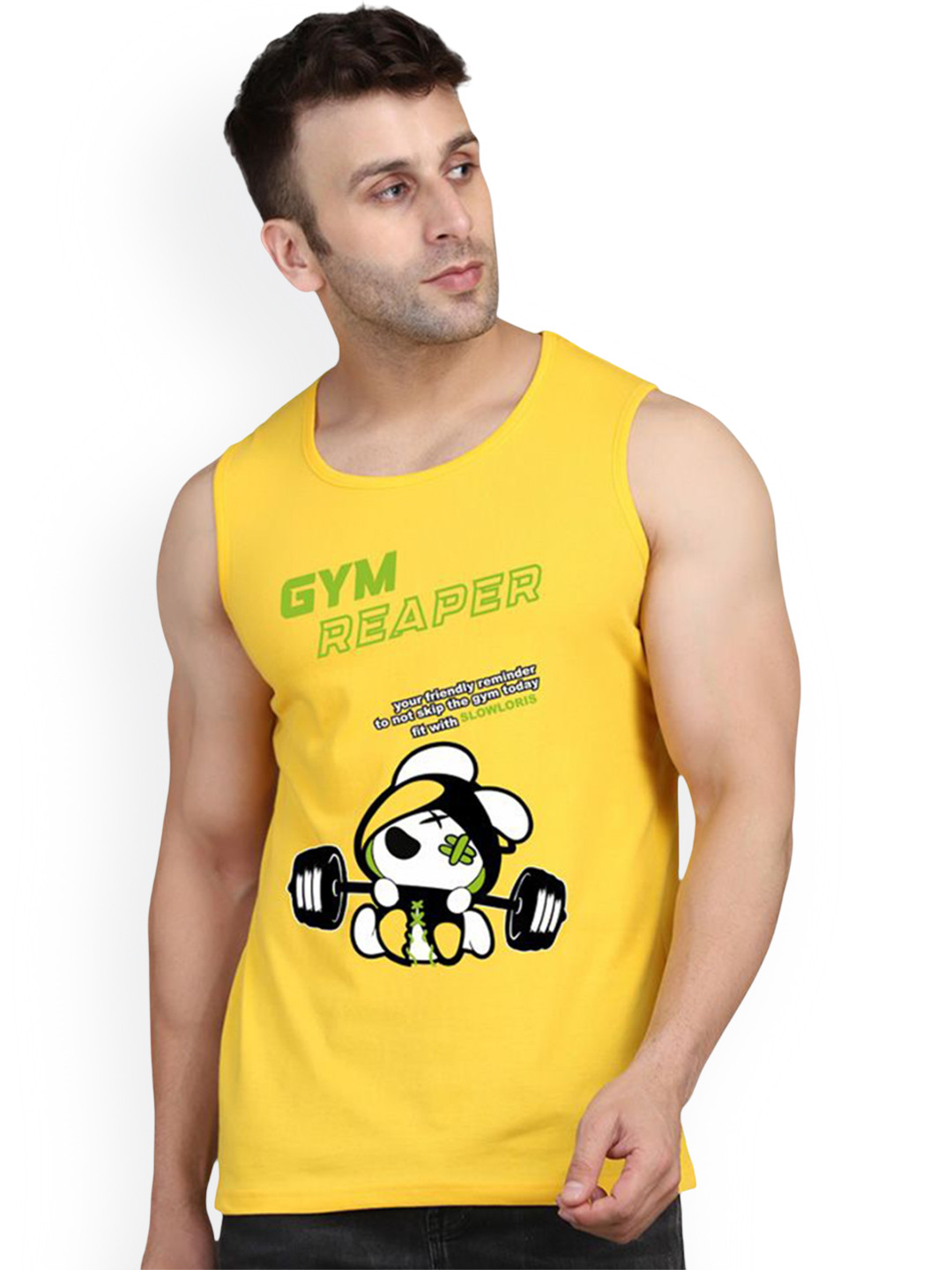 SLOWLORIS Men Printed Super Combed Cotton Vest