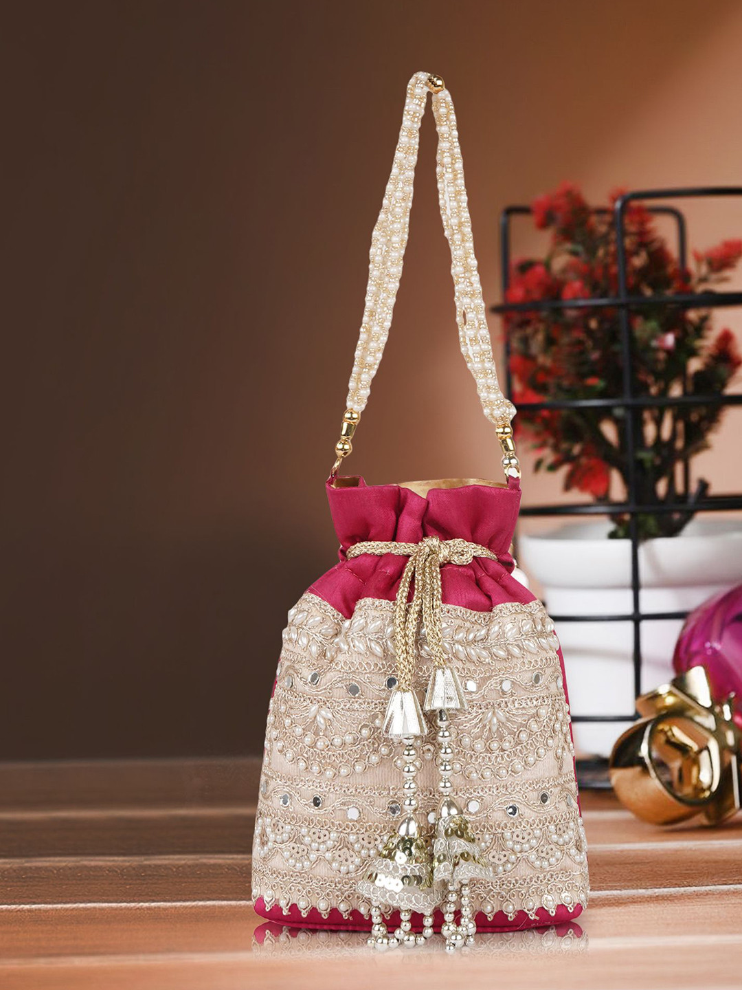 PLANX Embroidered Embellished Potli Clutch