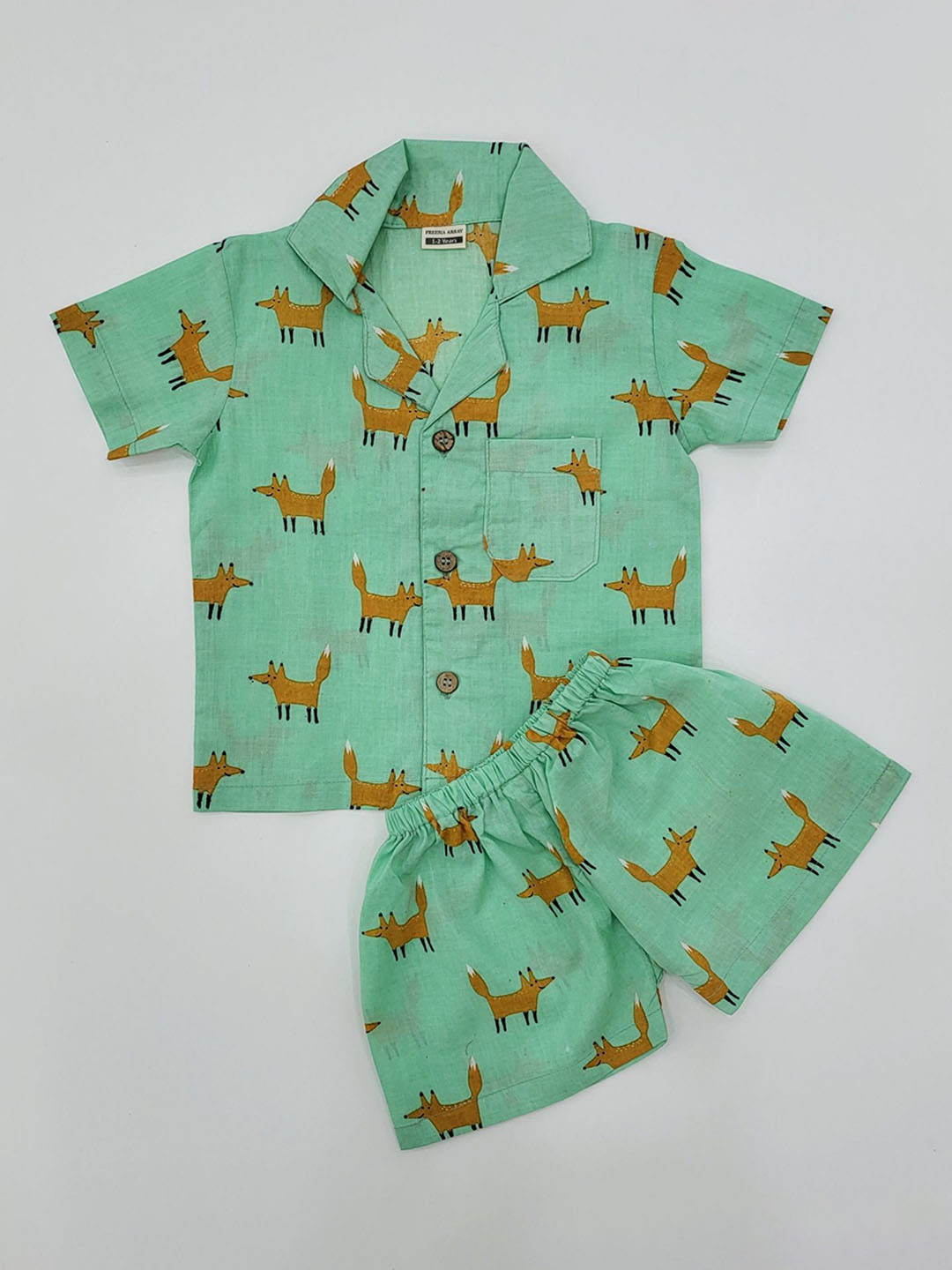 Freesia Array Kids Lapel Coller Printed Night suit