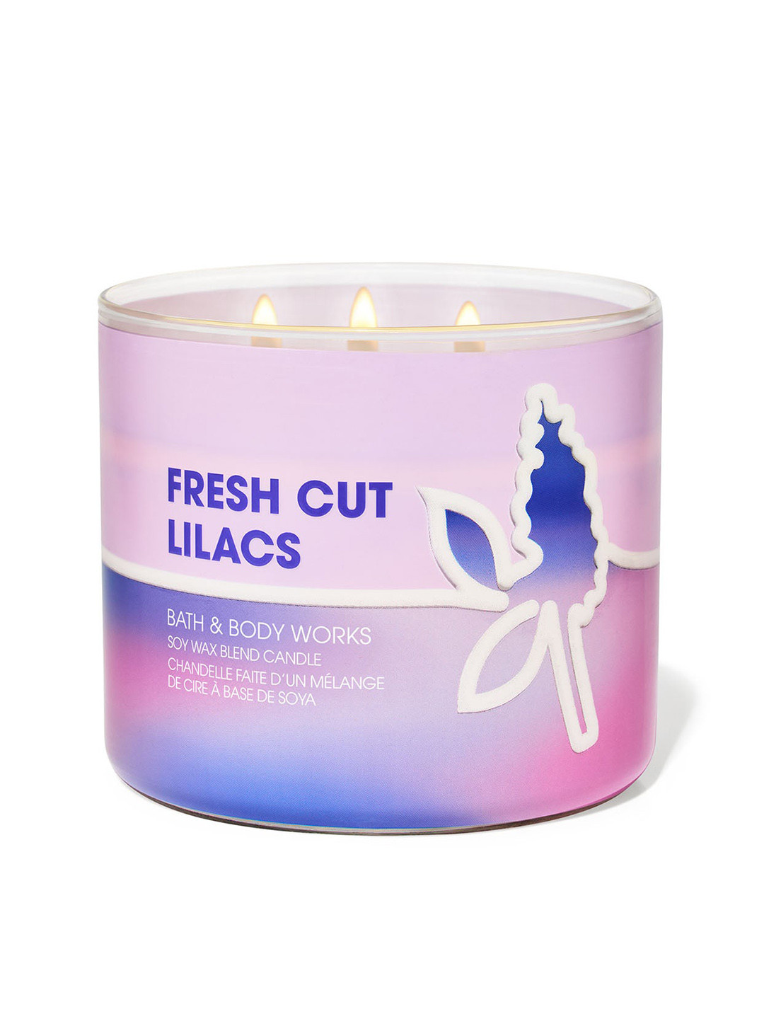 Bath & Body Works Fresh Cut Lilacs Scented 3 Wick Solid Geometric Regular Jar Candles