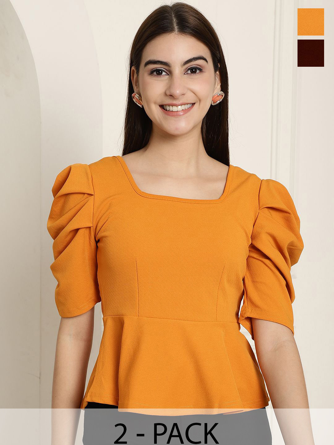 Tromko Women Puff Sleeve Multicolor Top