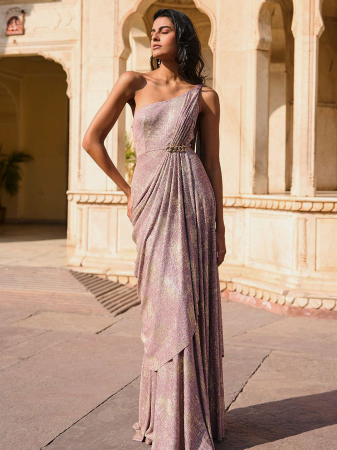 Dash and Dot Women Sari Drape FGown Maxi Dress