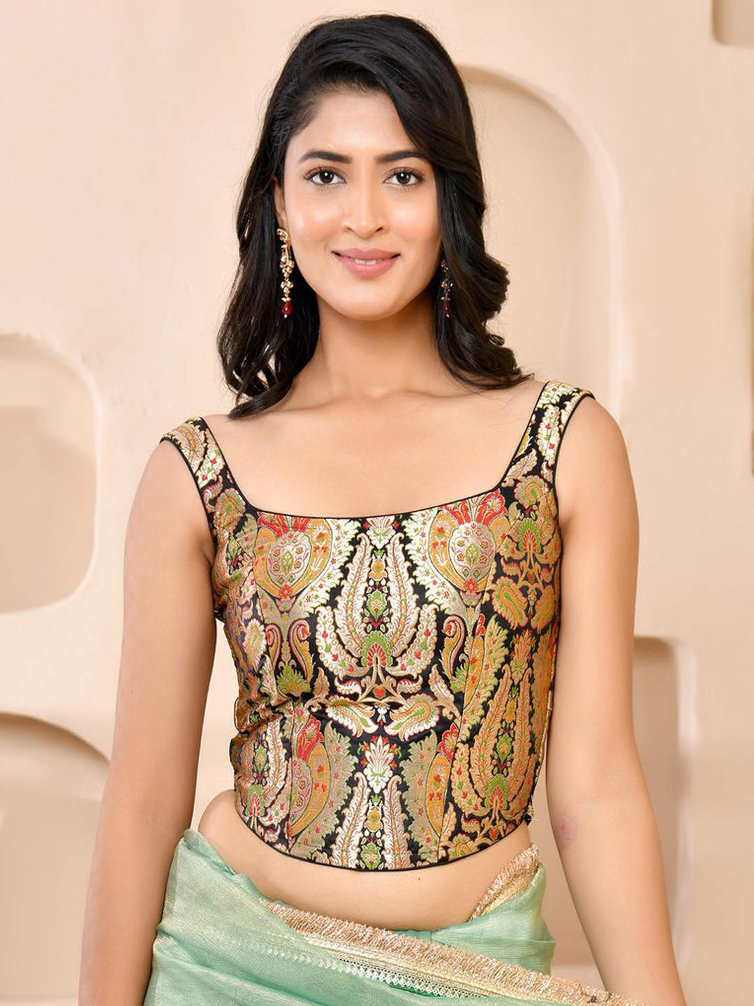 Amodini Designer Studio Woven Designed Corset Style Padded Saree Blouse