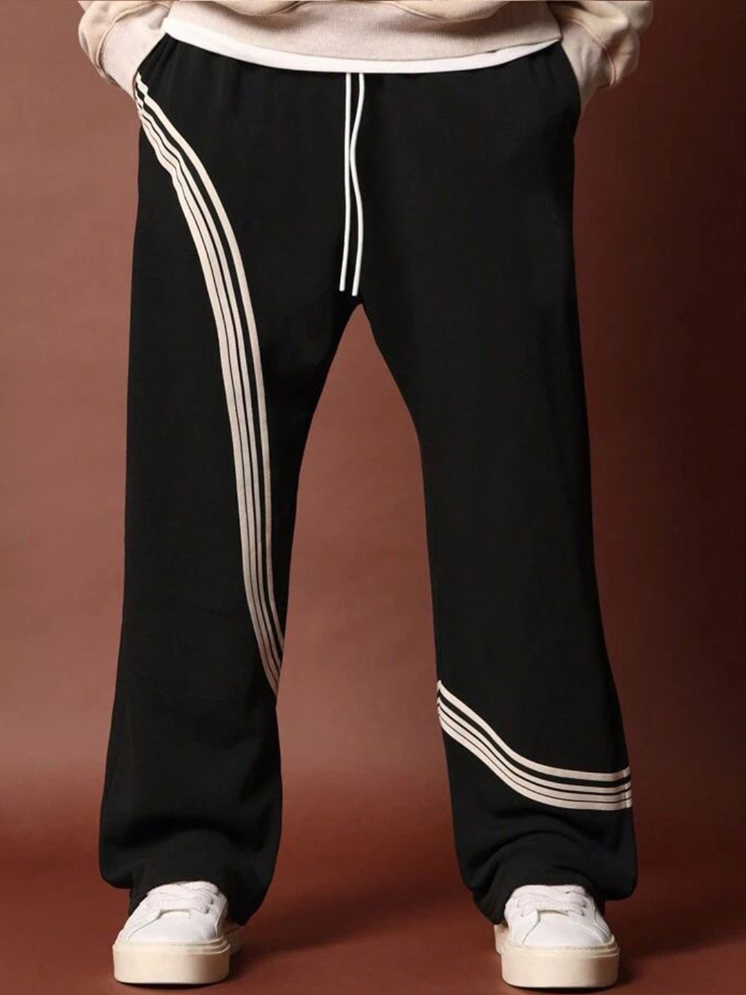 TABADTOD Men Striped Relaxed Loose Fit Parachute Pants