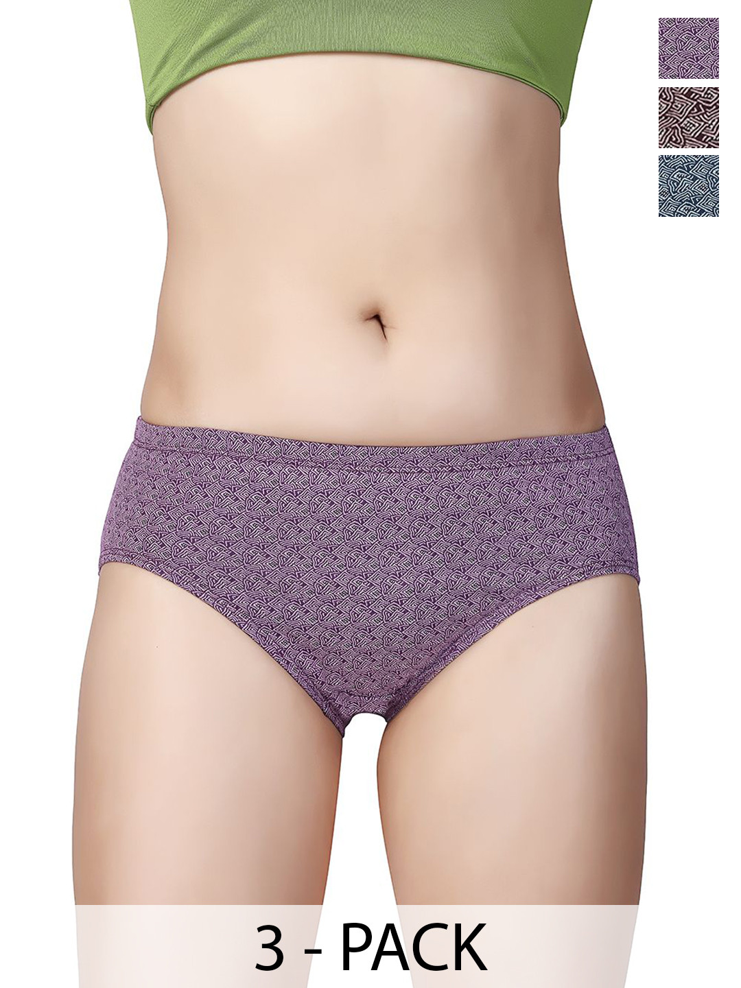 CHIC Women Pack Of 3 Pure Cotton Basic Briefs Melody 21160 Com-5XL