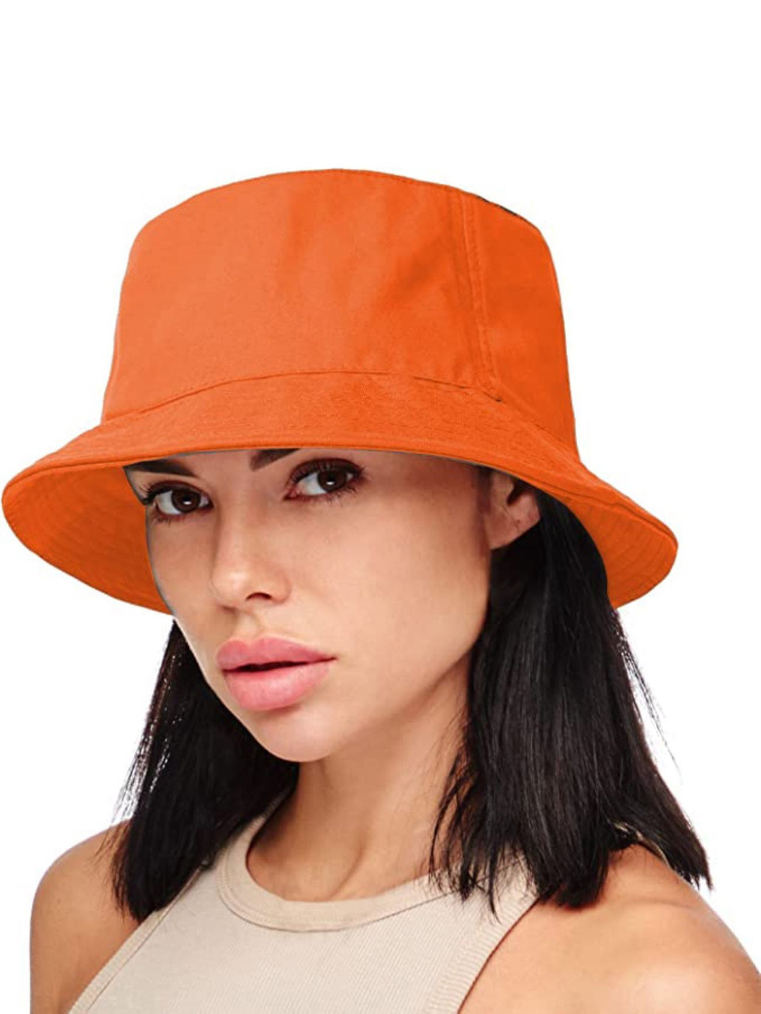 Infispace Women Orange Solid Sun Hat