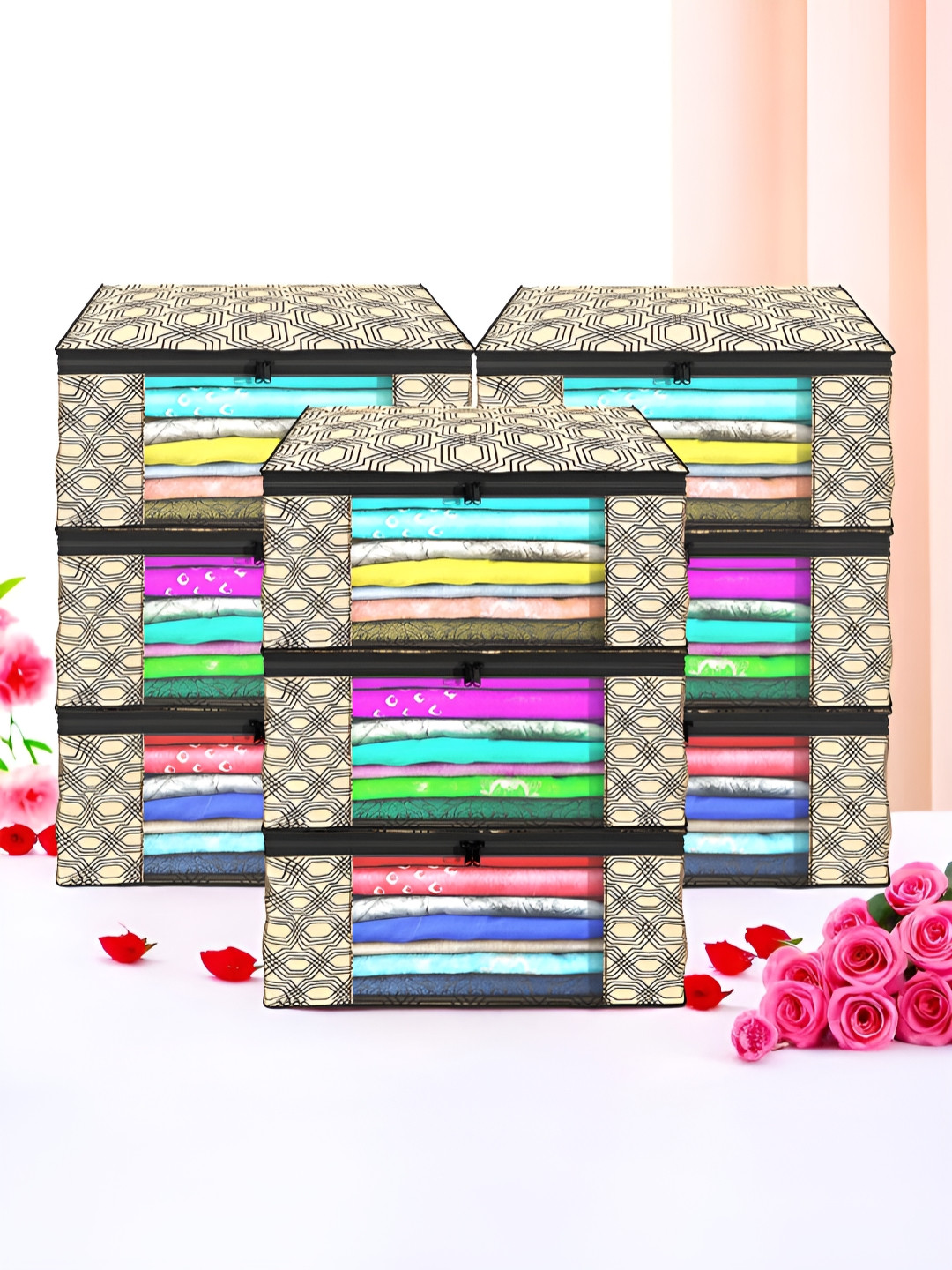Myntra Elegant Homes Brown Set of 9 Foldable Storage Non-Woven Saree Cover Organisers