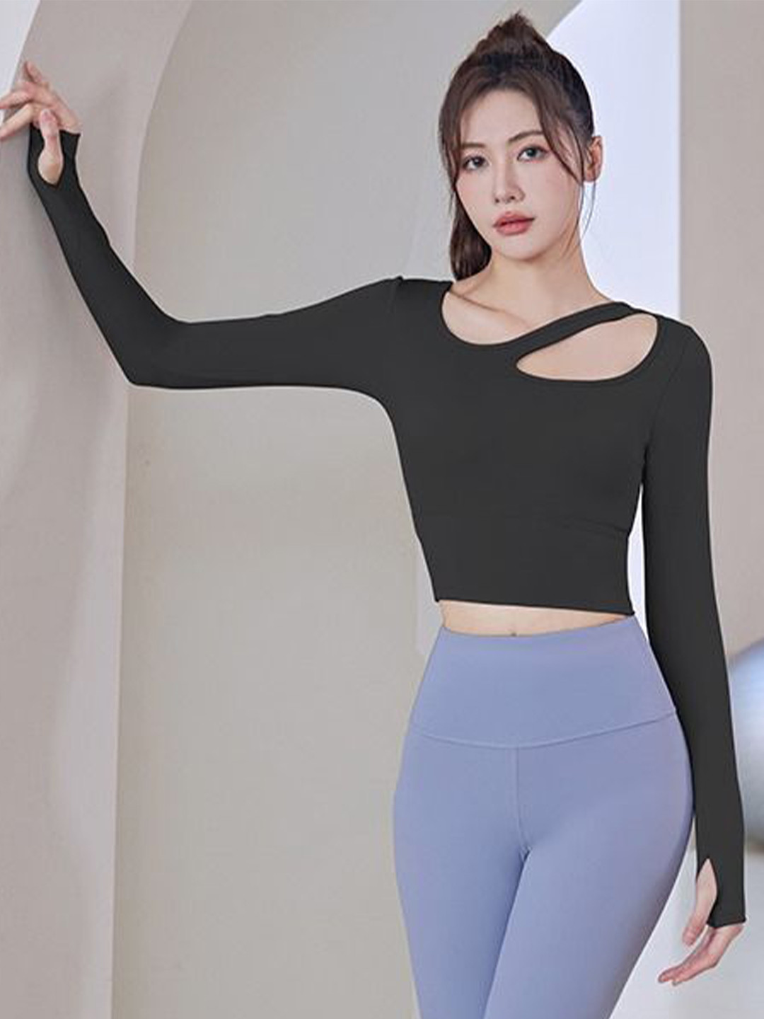 HRX by Hrithik Roshan Women Black Fitted Long Sleeve Top