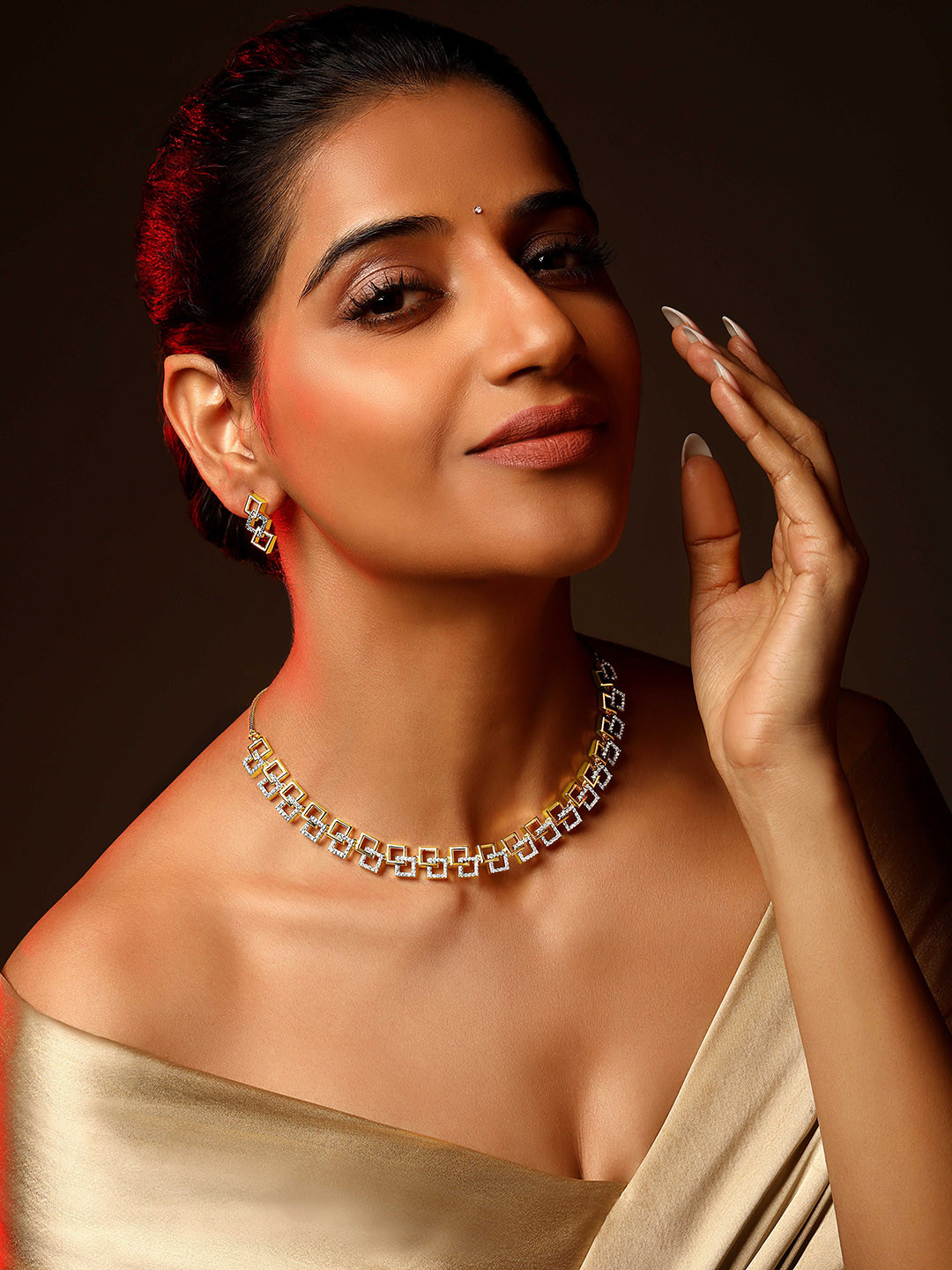 ASMITTA JEWELLERY 22K Gold-Plated Cubic Zirconia-Studded Statement Choker Jewellery Set