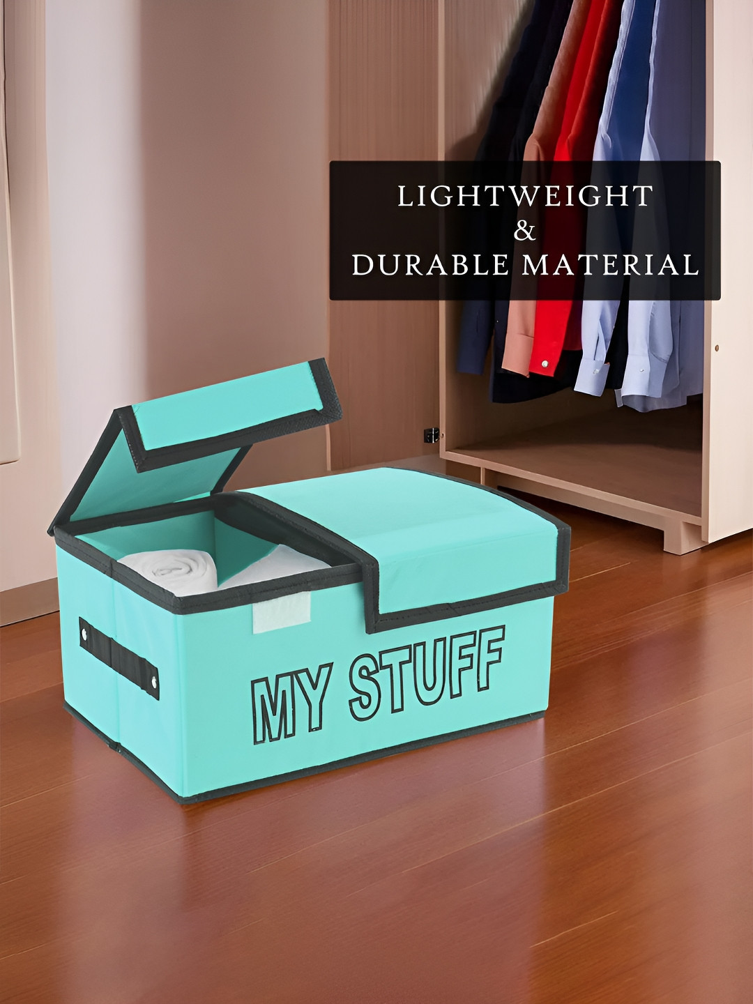 Aura Green Clothes Wardrobe Organisers 2-Compartment Foldable Double Lid Drawer Organisers