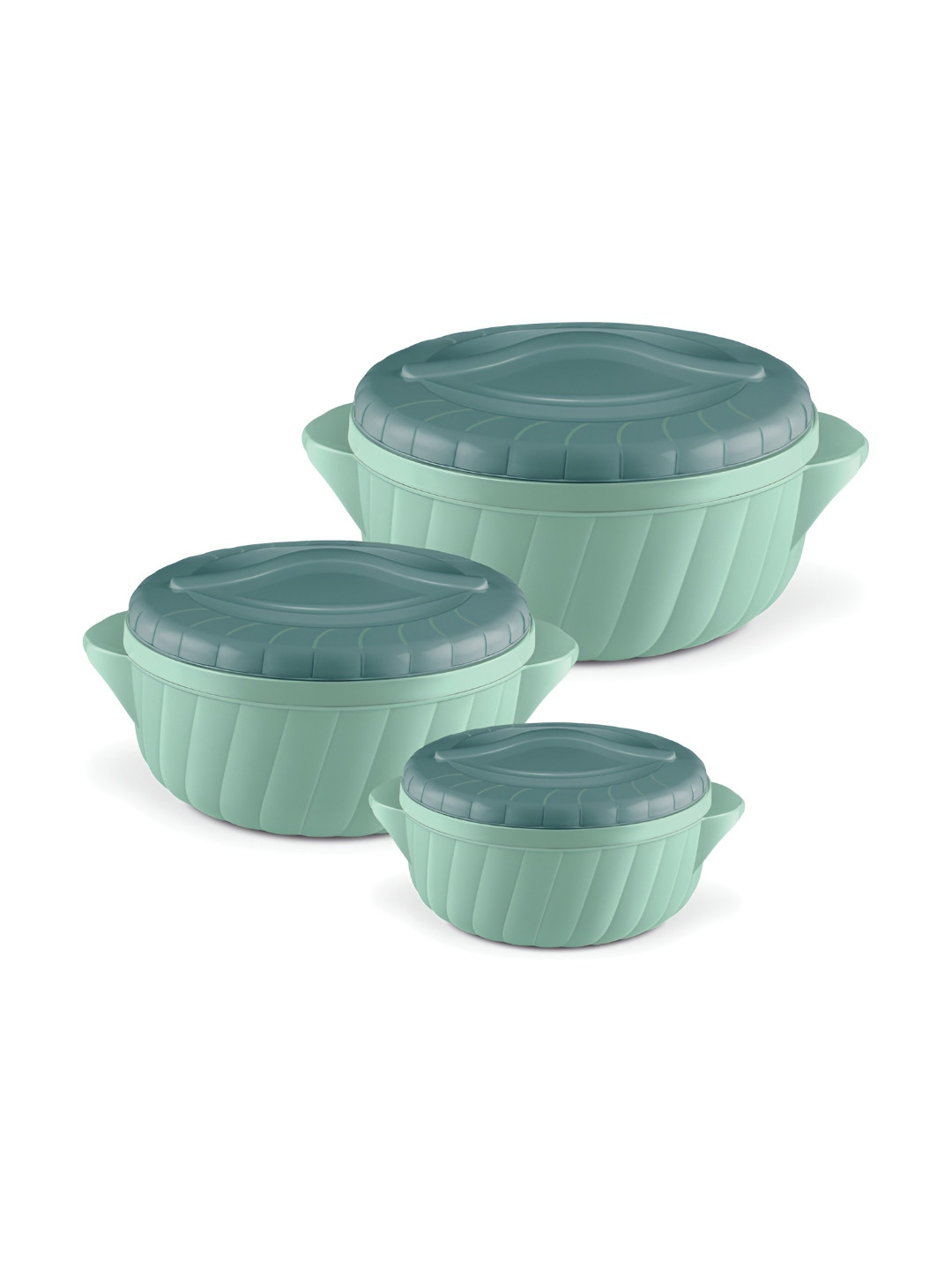 Milton Flora Jr 3 Pieces Light Green Insulated Inner Steel Casserole - 455ml,750ml & 1.25L