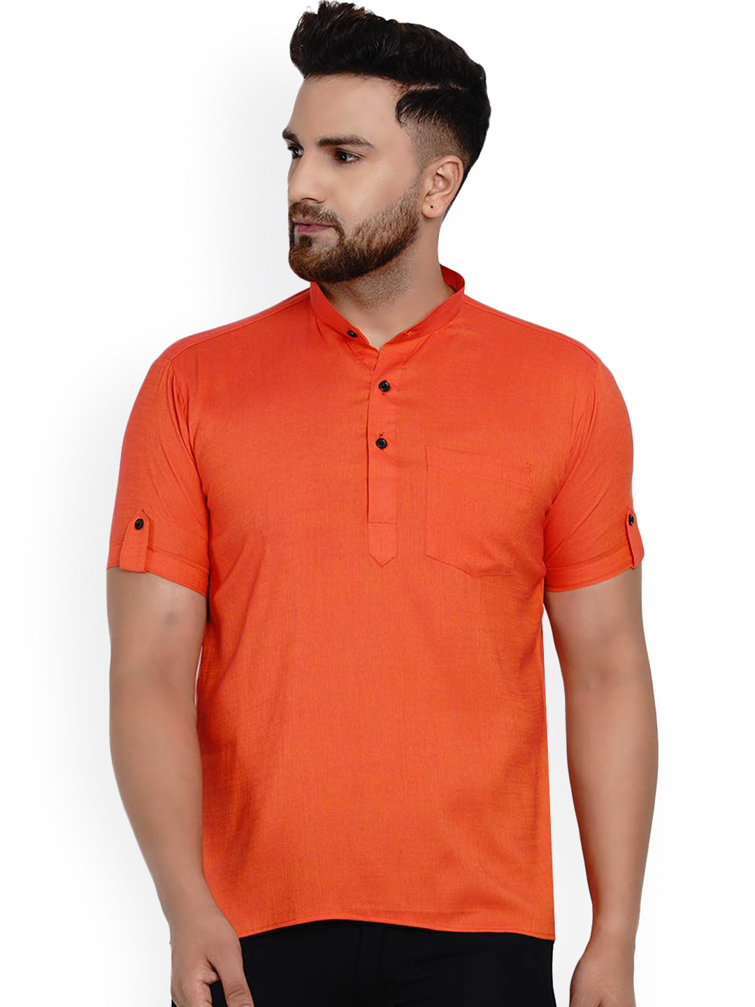 VEERA PARIDHAAN Mandarin Collar Straight Kurta