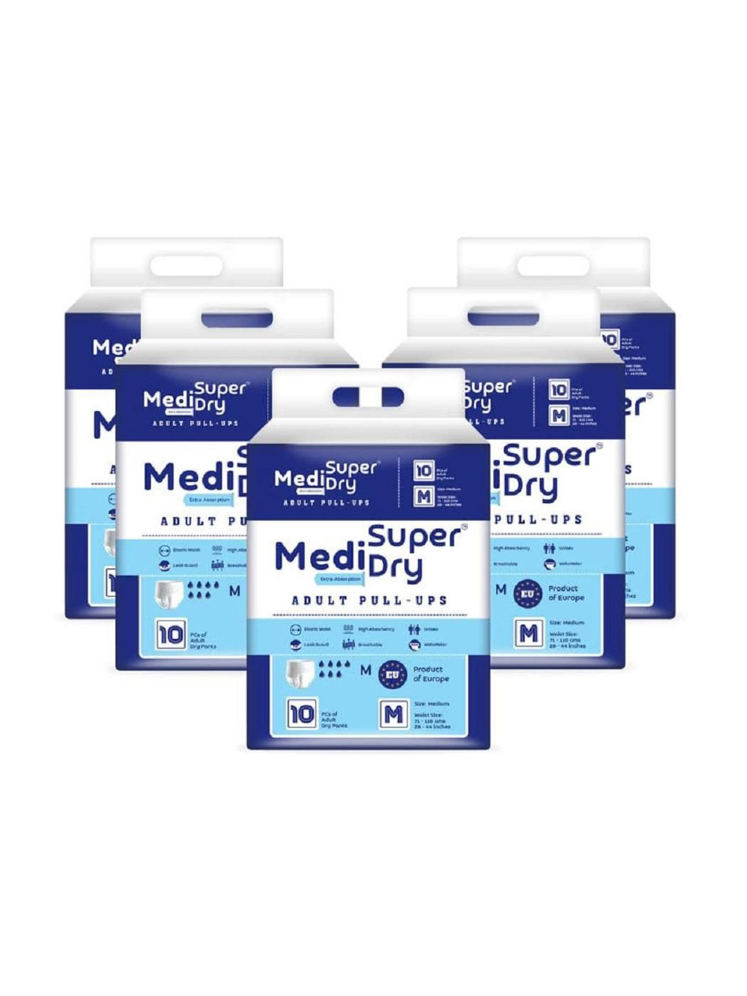 MEDISUPERDRY Set Of 5 Adult Pull Ups Rash Free Diapers - XXL - 10 Pcs Each