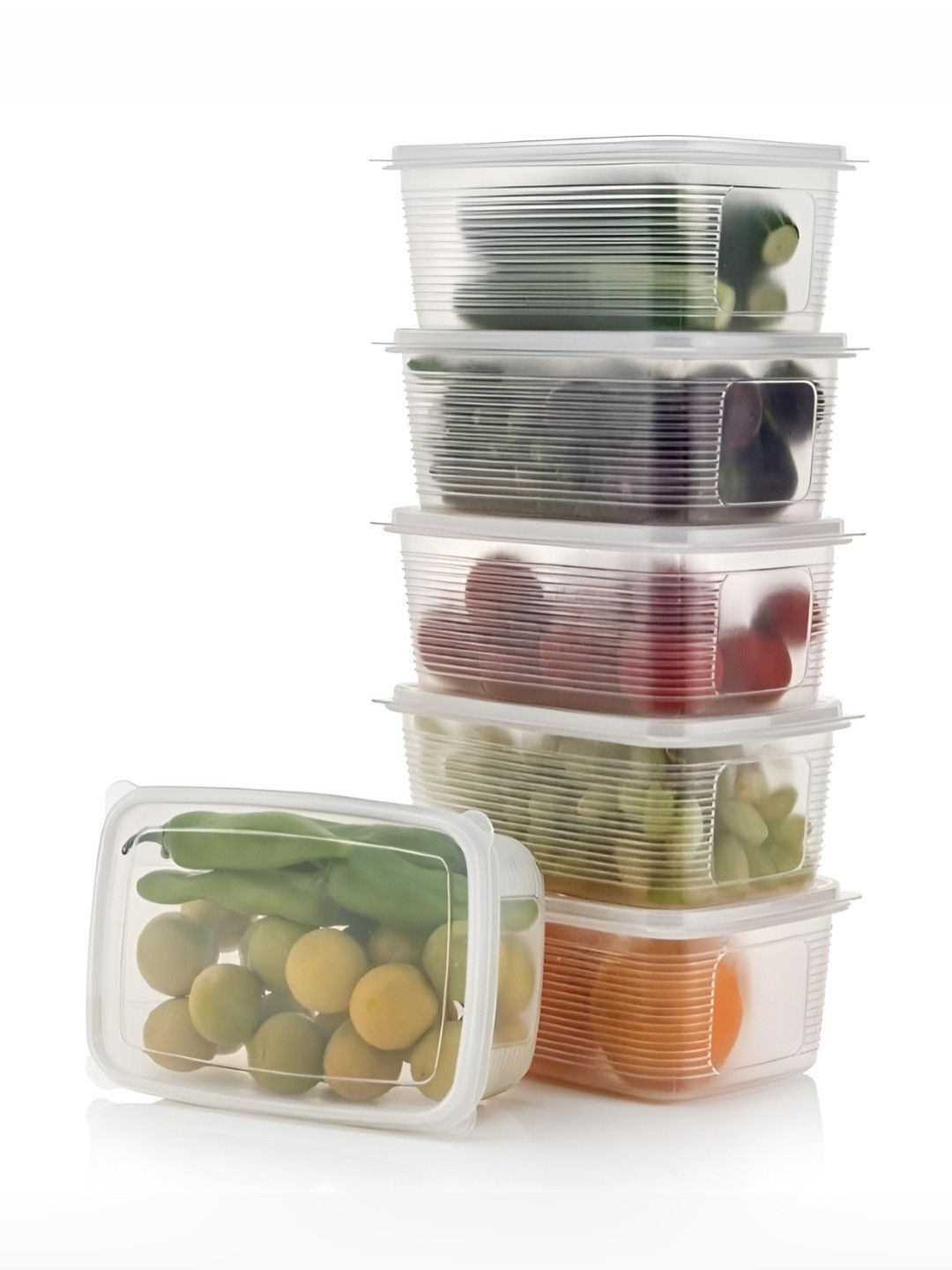 Metrolife Transparent Plastic Easy To Clean 6 Piece Flip Top Canister-1.8L