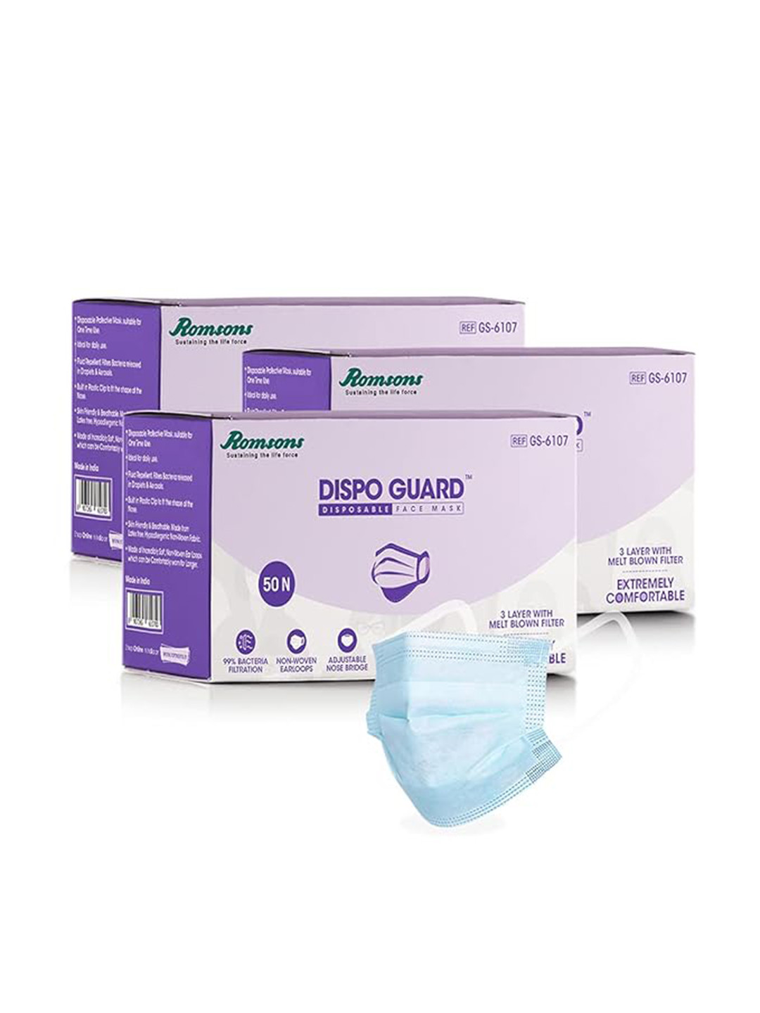 Romsons 150-Pcs 3-Ply Outdoor Anti-Pollution & Disposable Masks