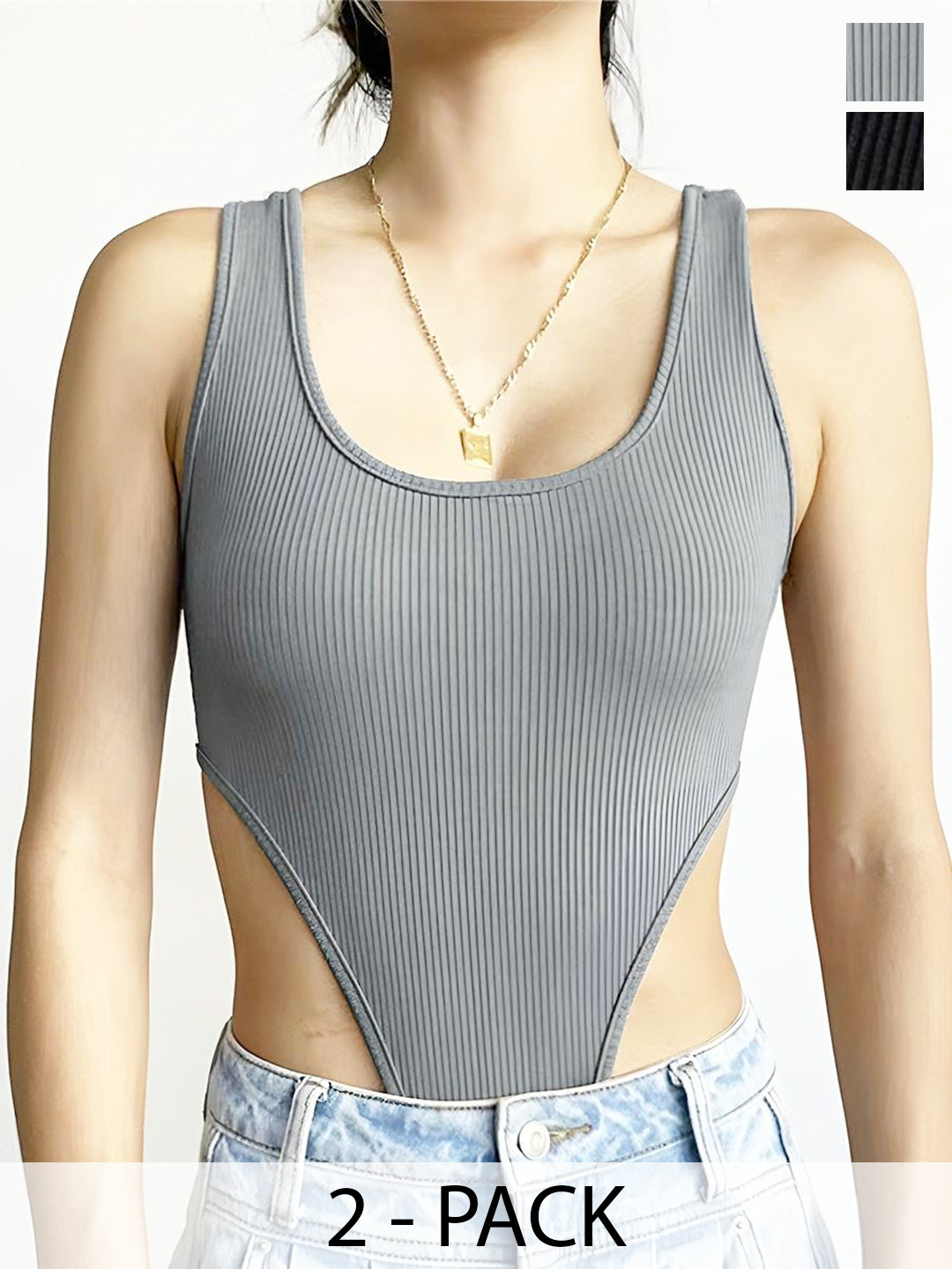 TRENDY ERA Women Pack Of 2 Round Neck Bodysuits