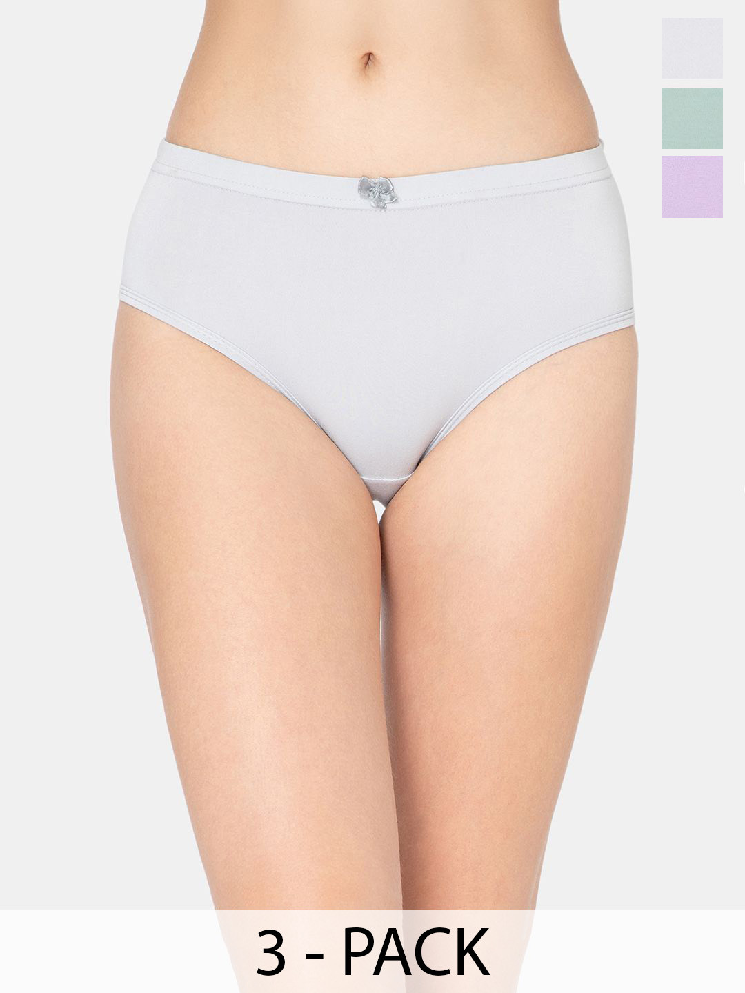 DressBerry Pack Of 3 Cotton Mid-Rise Hipster Briefs A-CREAMSS-2