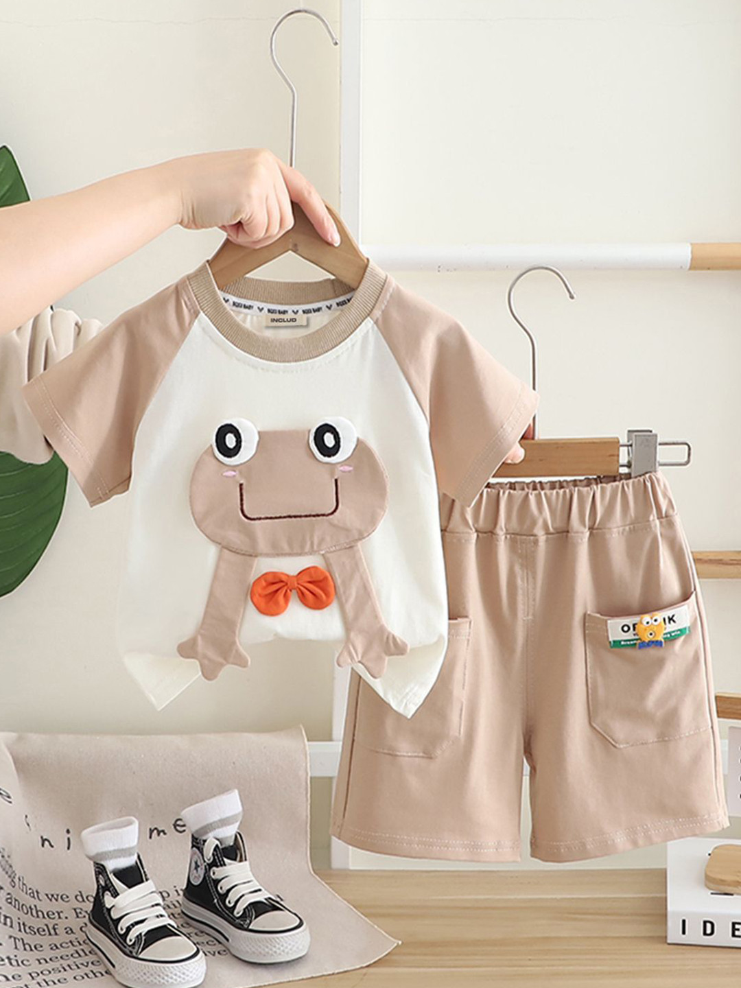 INCLUD Boys Patchwork Raglan Sleeves T-Shirt & Shorts