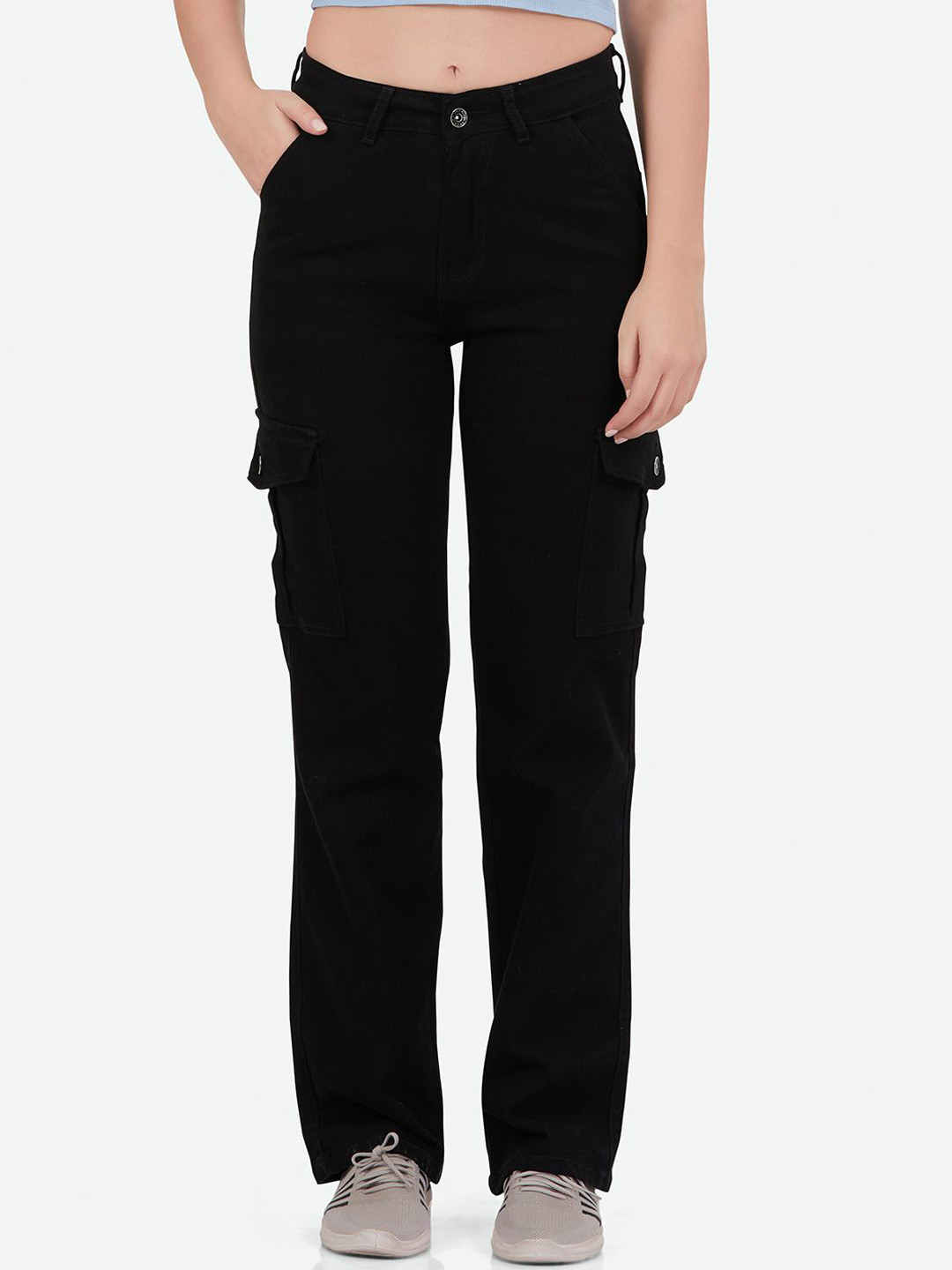 FCK-3 Women Brooklyn Straight Fit Mid-Rise Stretchable Cargo Styles eans