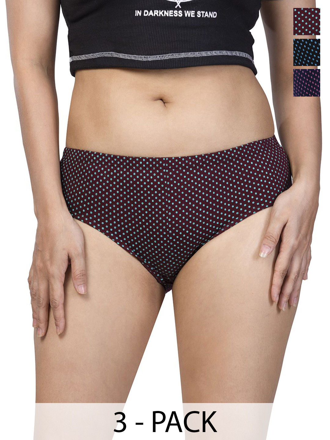 CHIC Women Pack Of 3 Pure Cotton Printed Basic Briefs Autumn 3504 Comfort-M