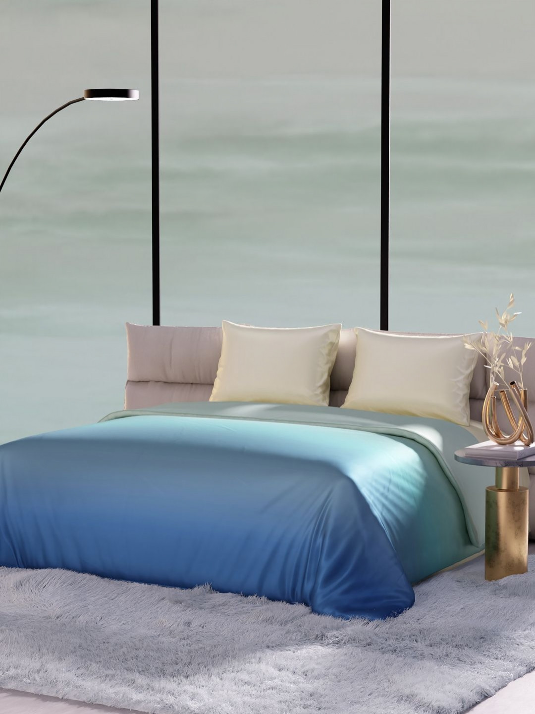 Stoa Paris Skies of Paris Navy Blue & Green AC Room 150 GSM Double Bed Comforter