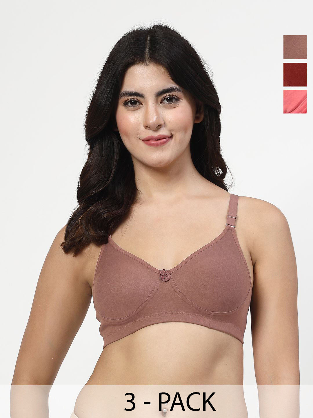 LILY BPack Of 3 Non Padded Non-Wired Full Coverage Bra