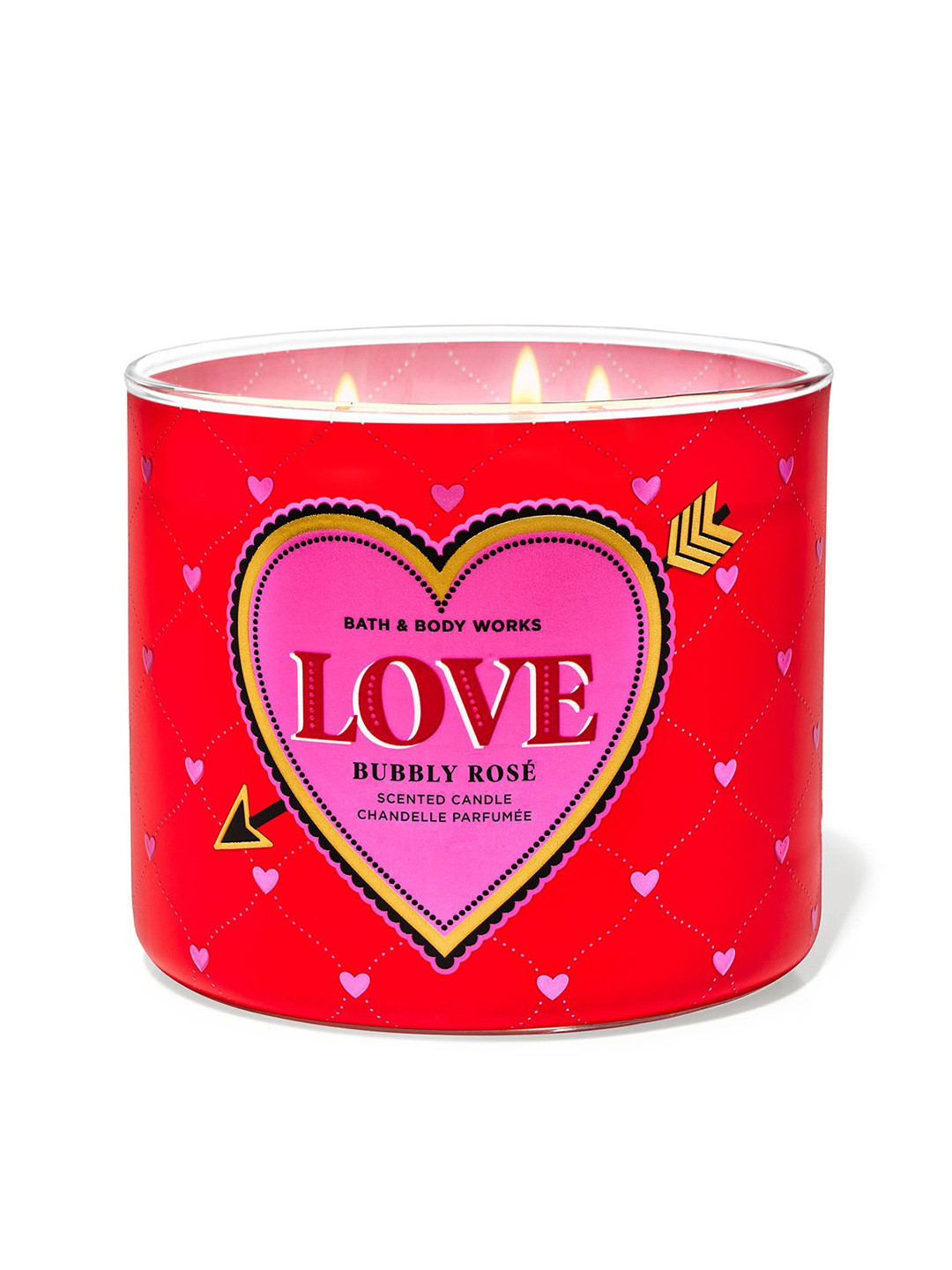 Bath & Body Works Bubbly Scented 3 Wick Bubbly Rose Solid Geometric Regular Jar Candles